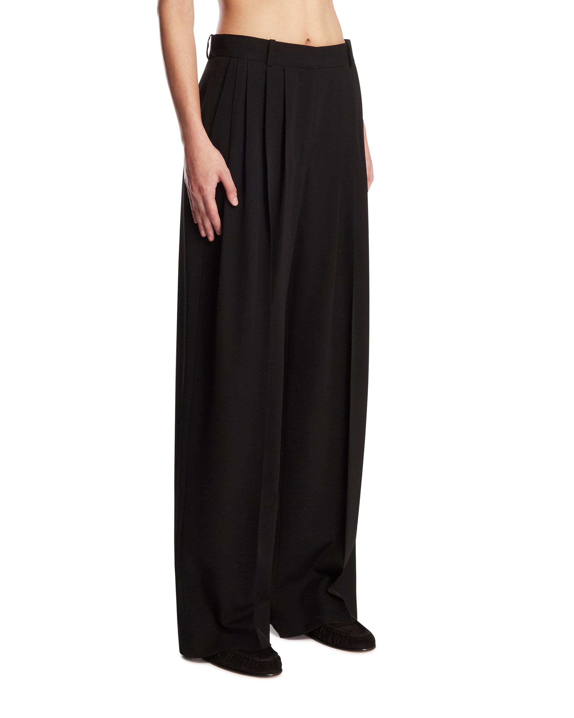 The Row Pantaloni In Lana Ampi Neri, view 2