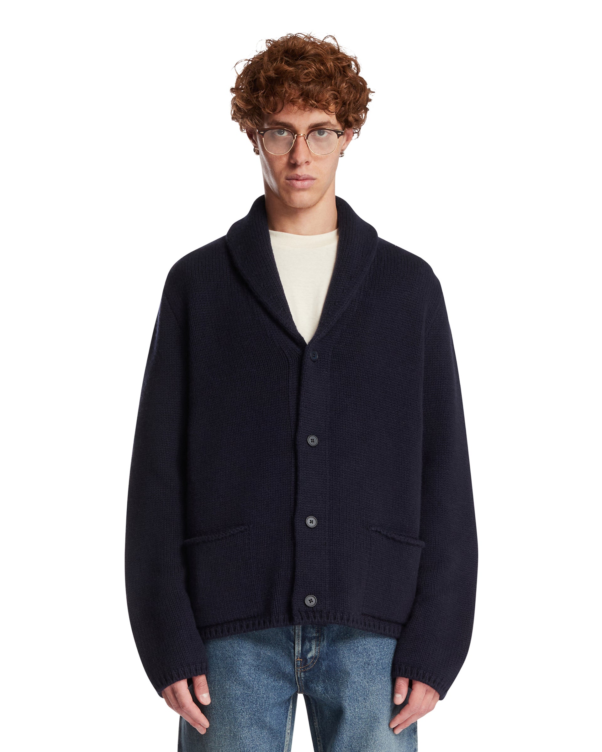 The Row Cardigan In Cashmere E Cotone Blu