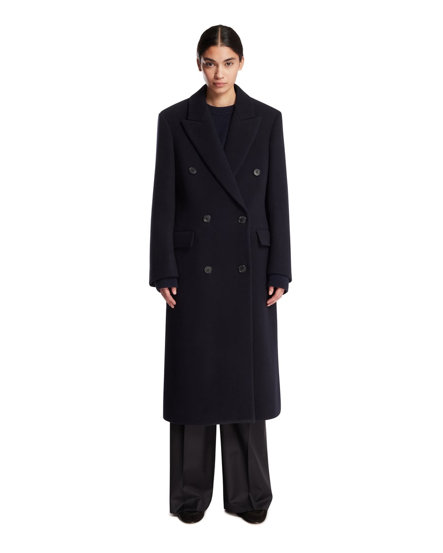 The Row Cappotto Doppiopetto In Lana Blu