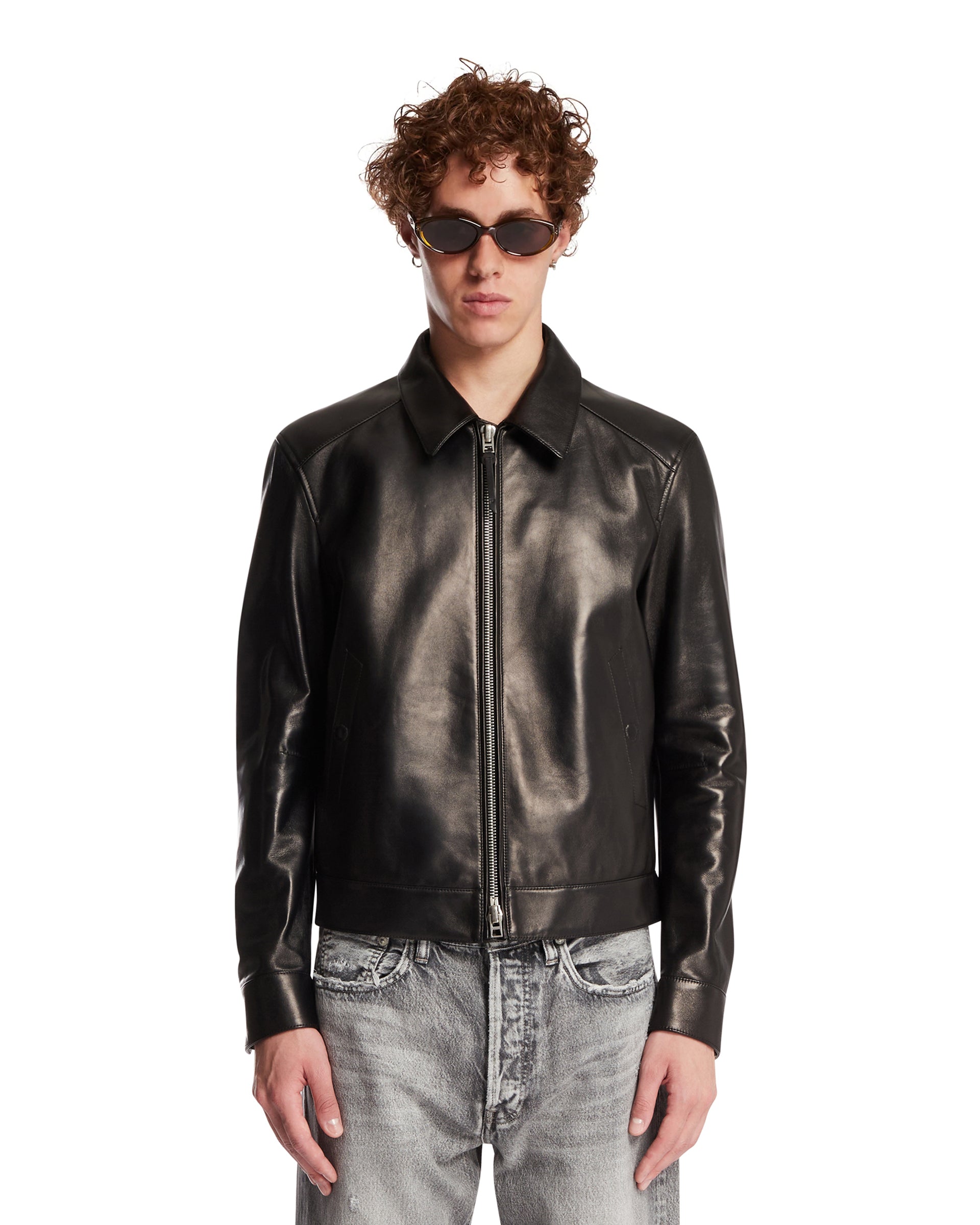 Tom Ford Giacca Con Zip In Pelle Nera