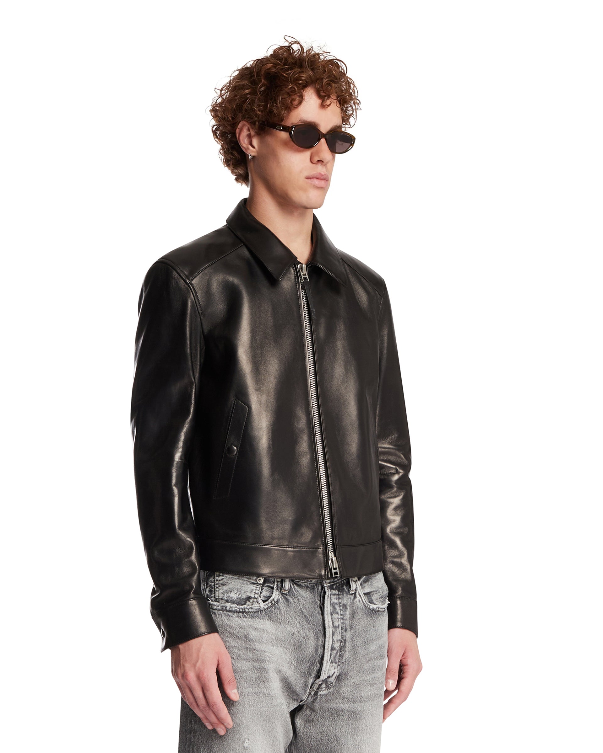 Tom Ford Giacca Con Zip In Pelle Nera, view 2