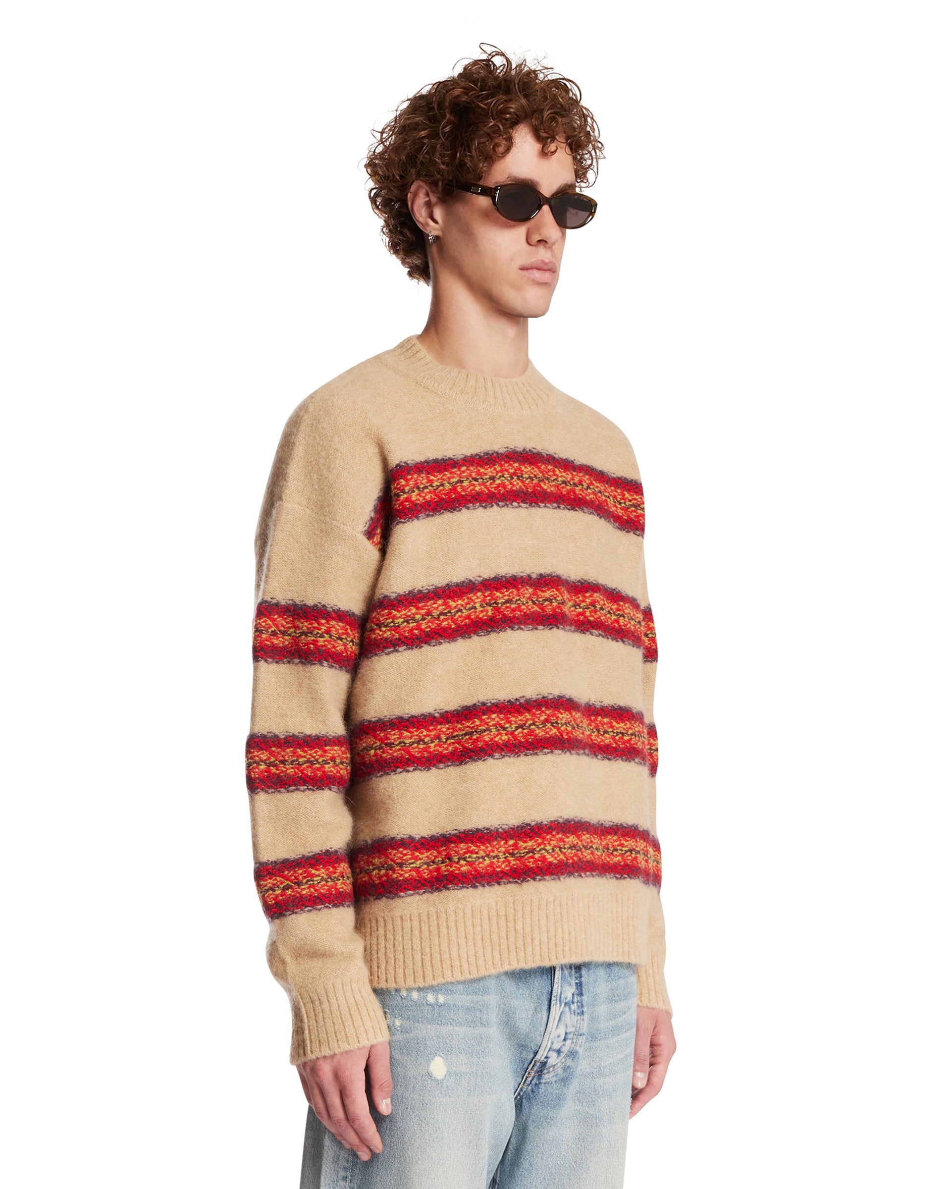 Dries Van Noten Maglione A Righe Beige, view 2