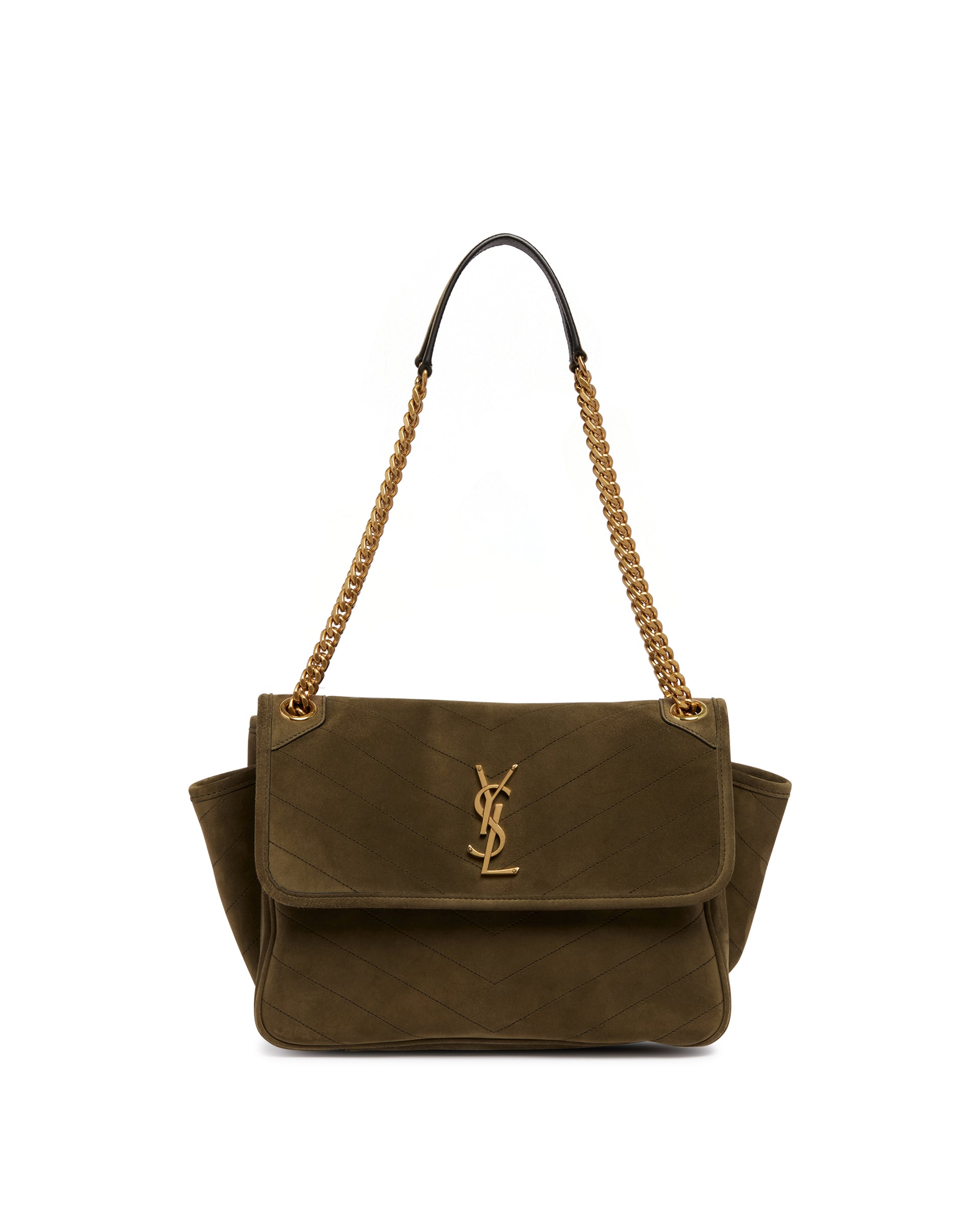 Saint Laurent Borsa Niki Tripouch In Suede Verde