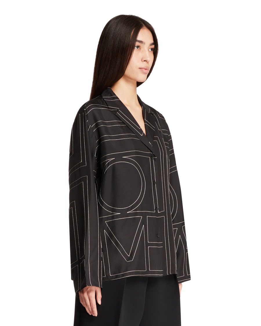 Toteme Top Pj Nero Monogram In Seta, view 2