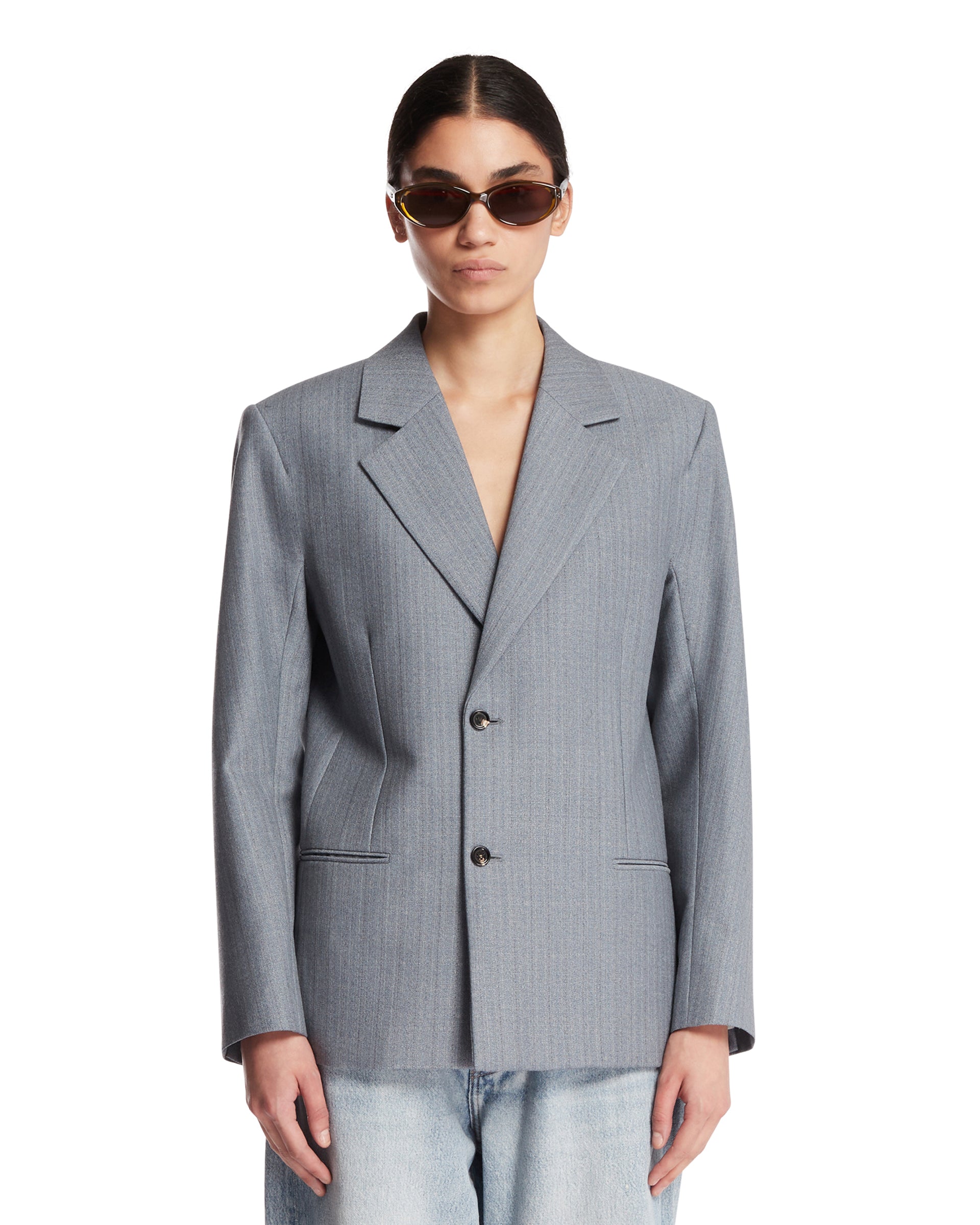 Bottega Veneta Giacca In Mohair E Lana Blu