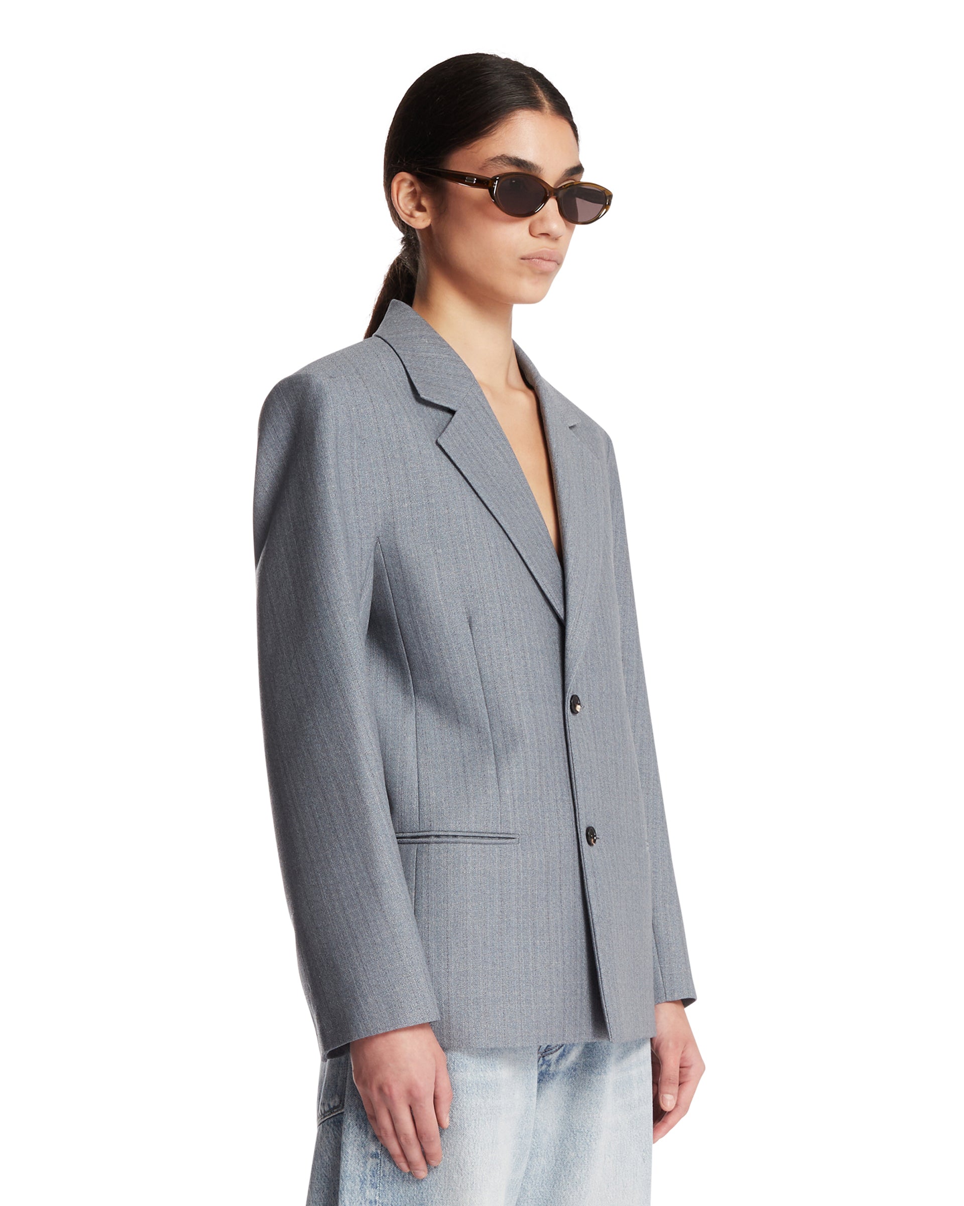 Bottega Veneta Giacca In Mohair E Lana Blu, view 2