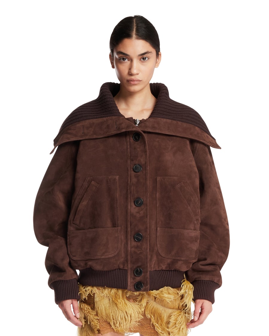 The Attico Giacca Bomber In Pelle Marrone