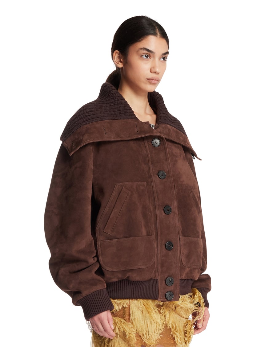 The Attico Giacca Bomber In Pelle Marrone, view 2