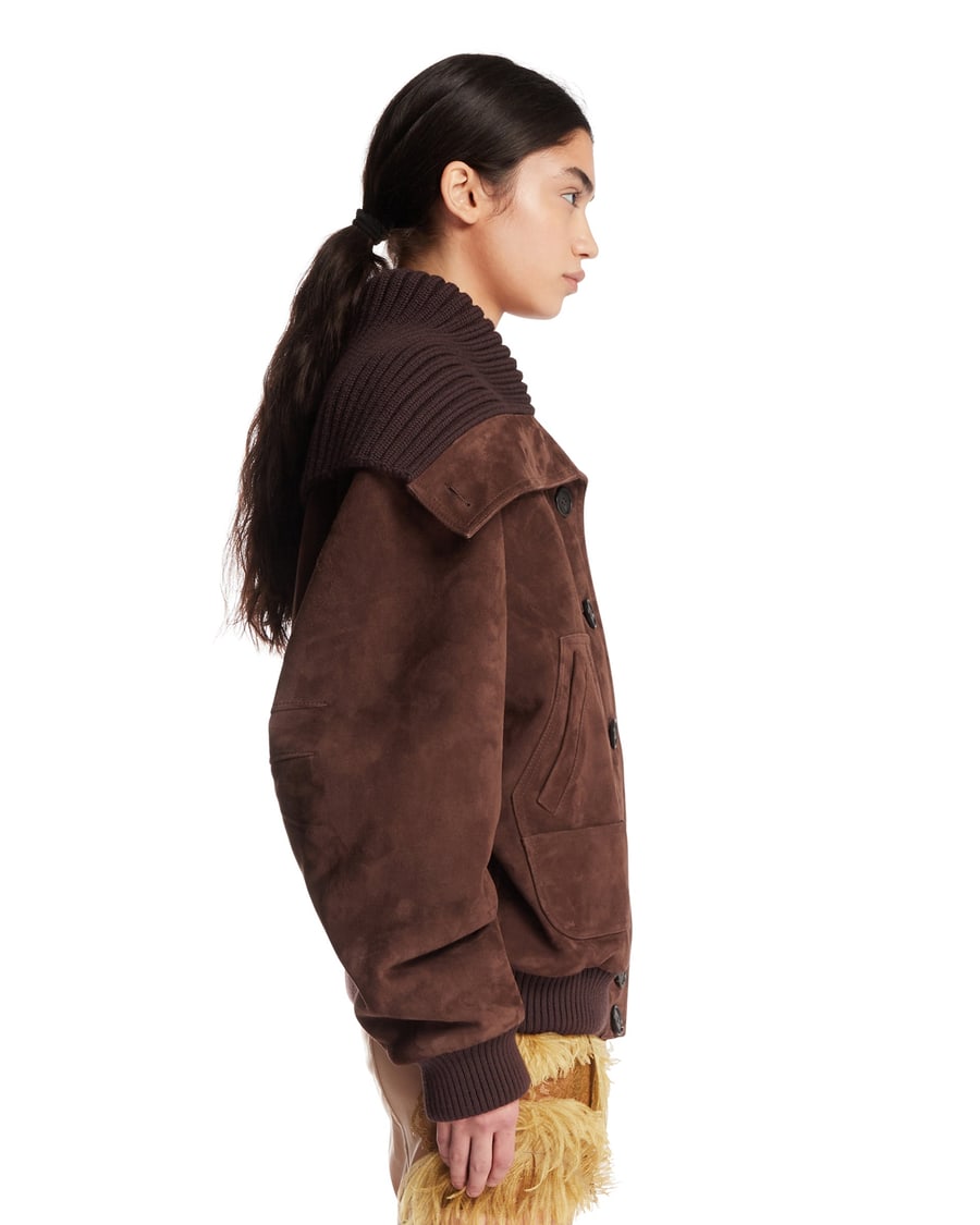 The Attico Giacca Bomber In Pelle Marrone, view 4