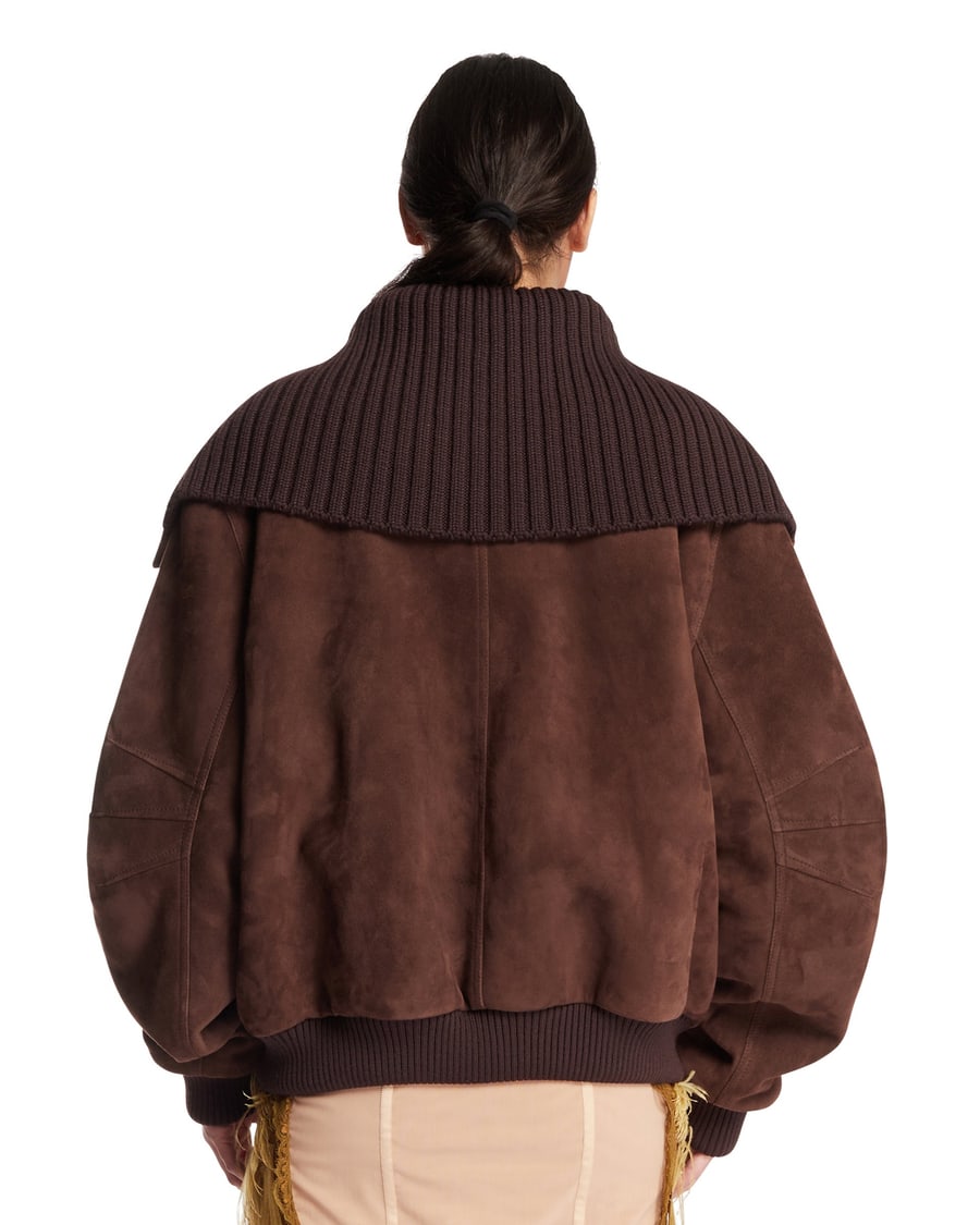 The Attico Giacca Bomber In Pelle Marrone, view 5