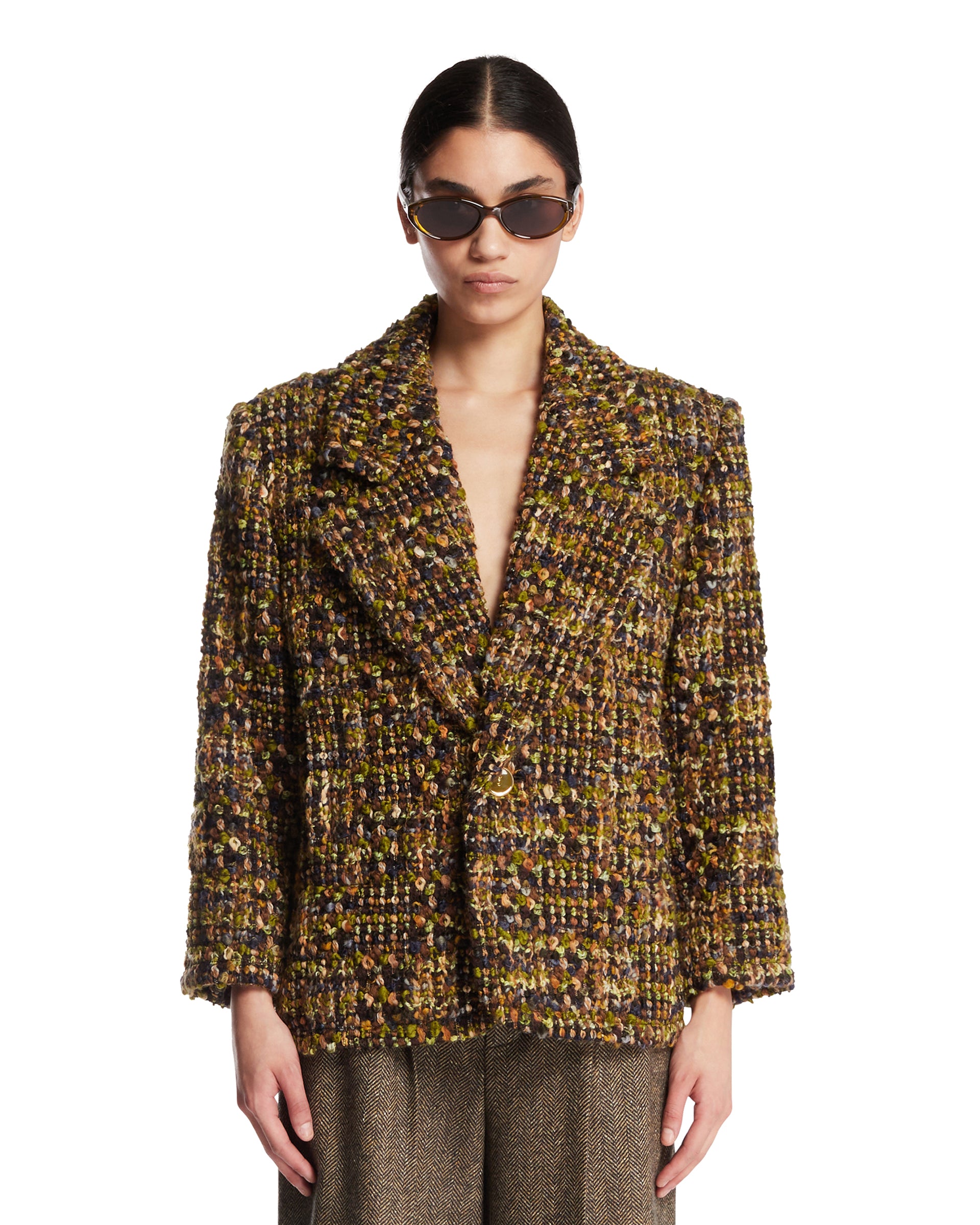 Saint Laurent Giacca In Tweed Verde