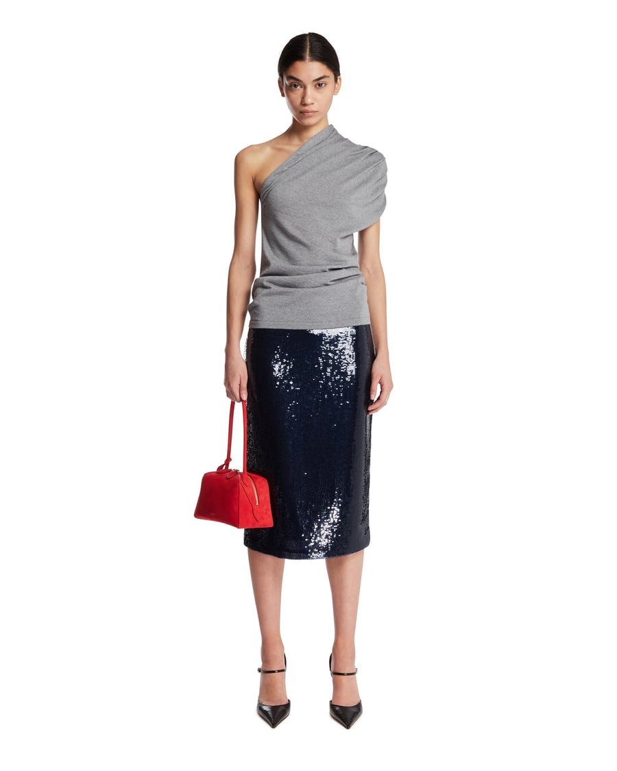 Tom Ford Gonna Midi Con Paillettes Blu, view 3