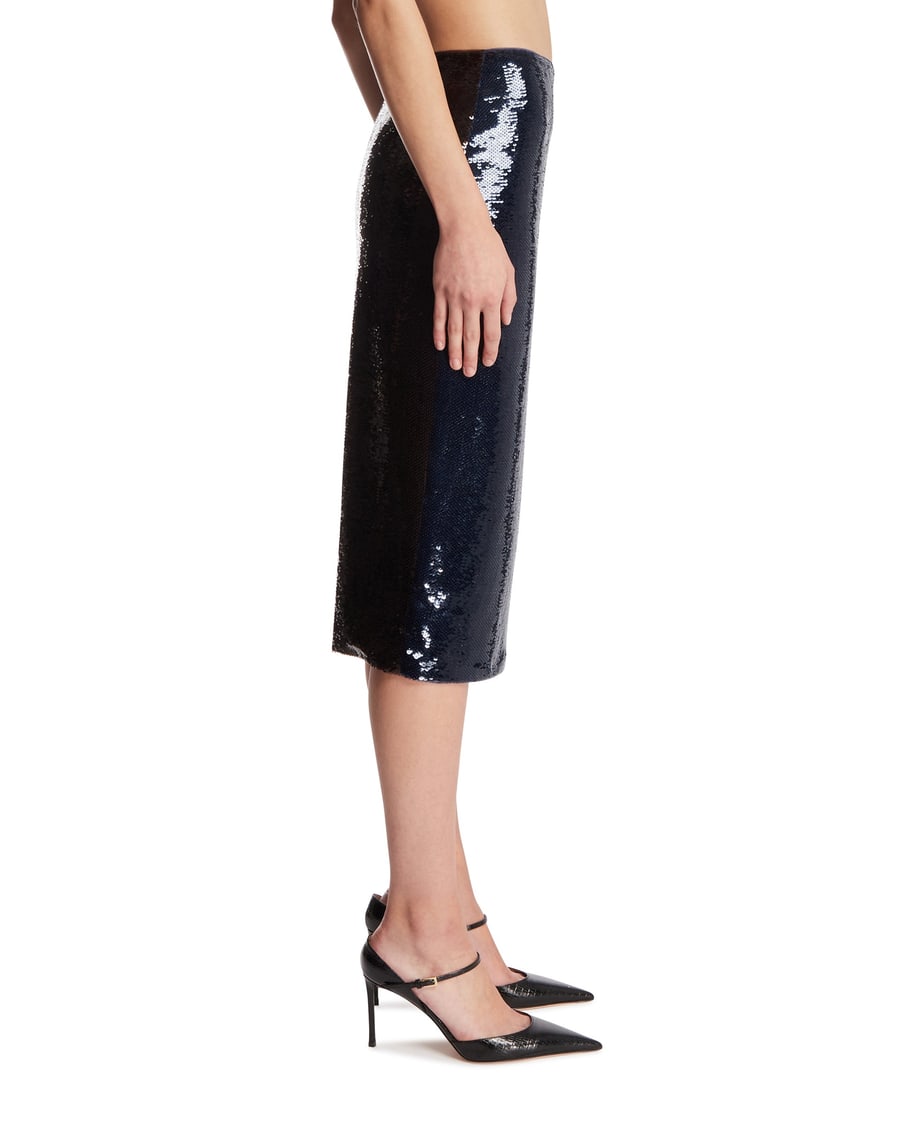 Tom Ford Gonna Midi Con Paillettes Blu, view 4