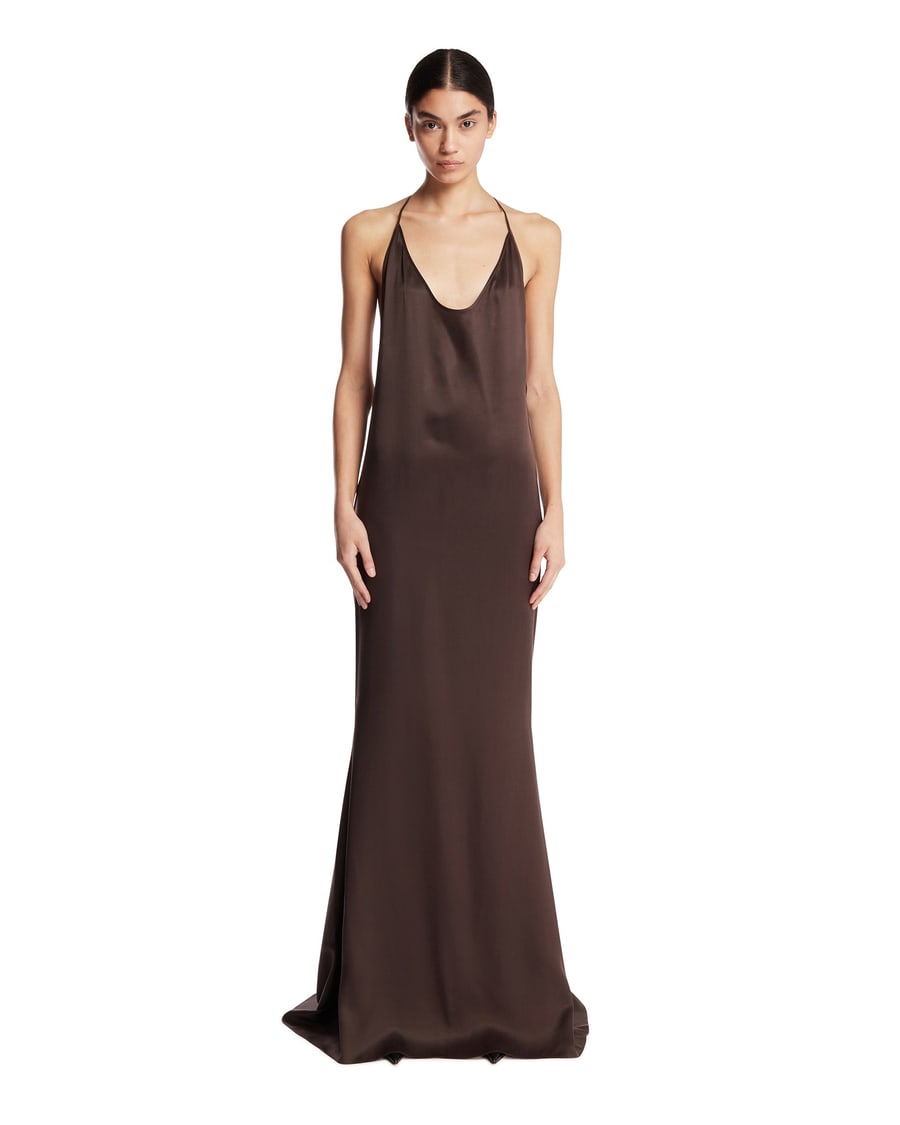 Tom Ford Abito Lungo In Seta Marrone
