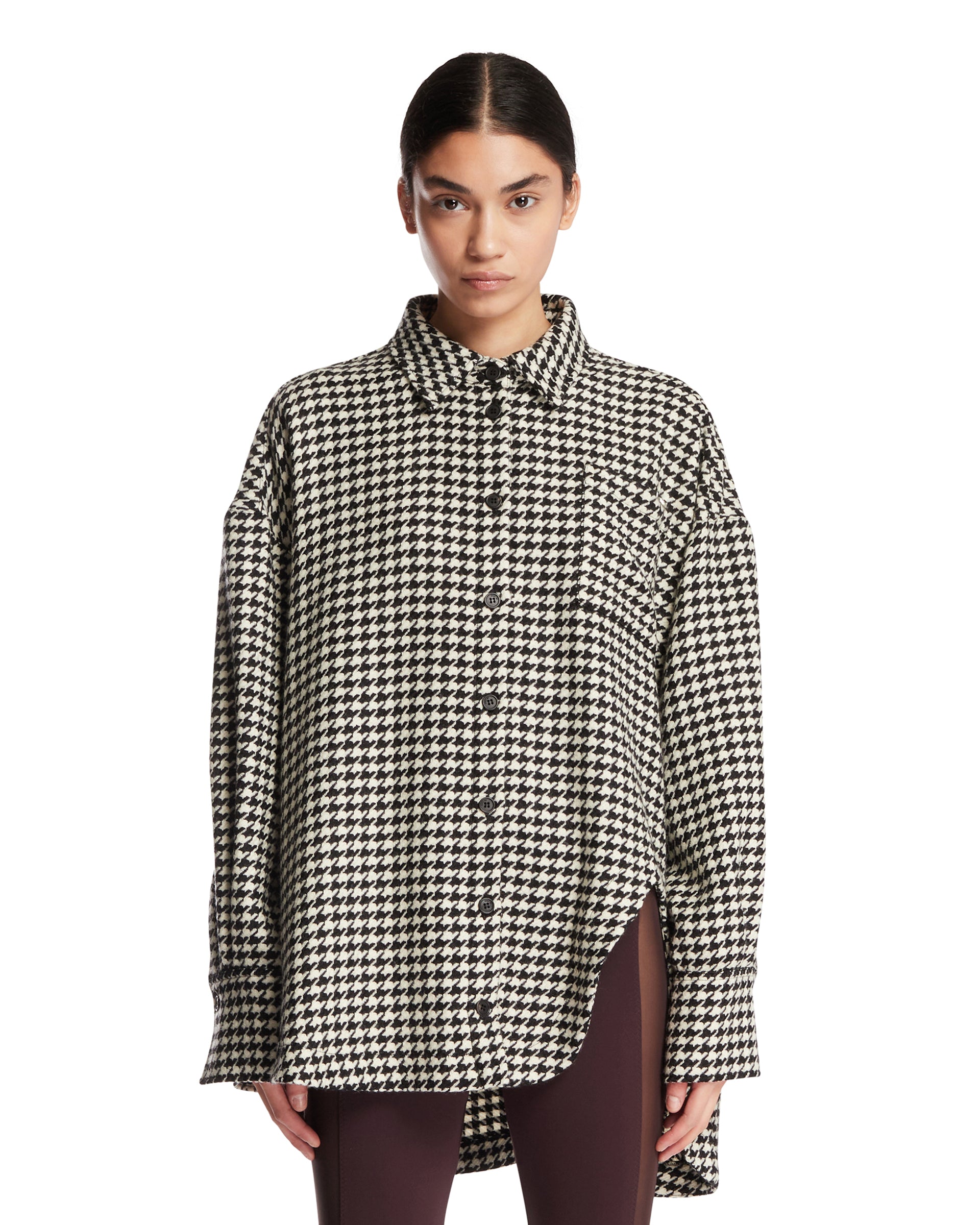 The Attico Camicia Pied-de-poule In Lana Bianca