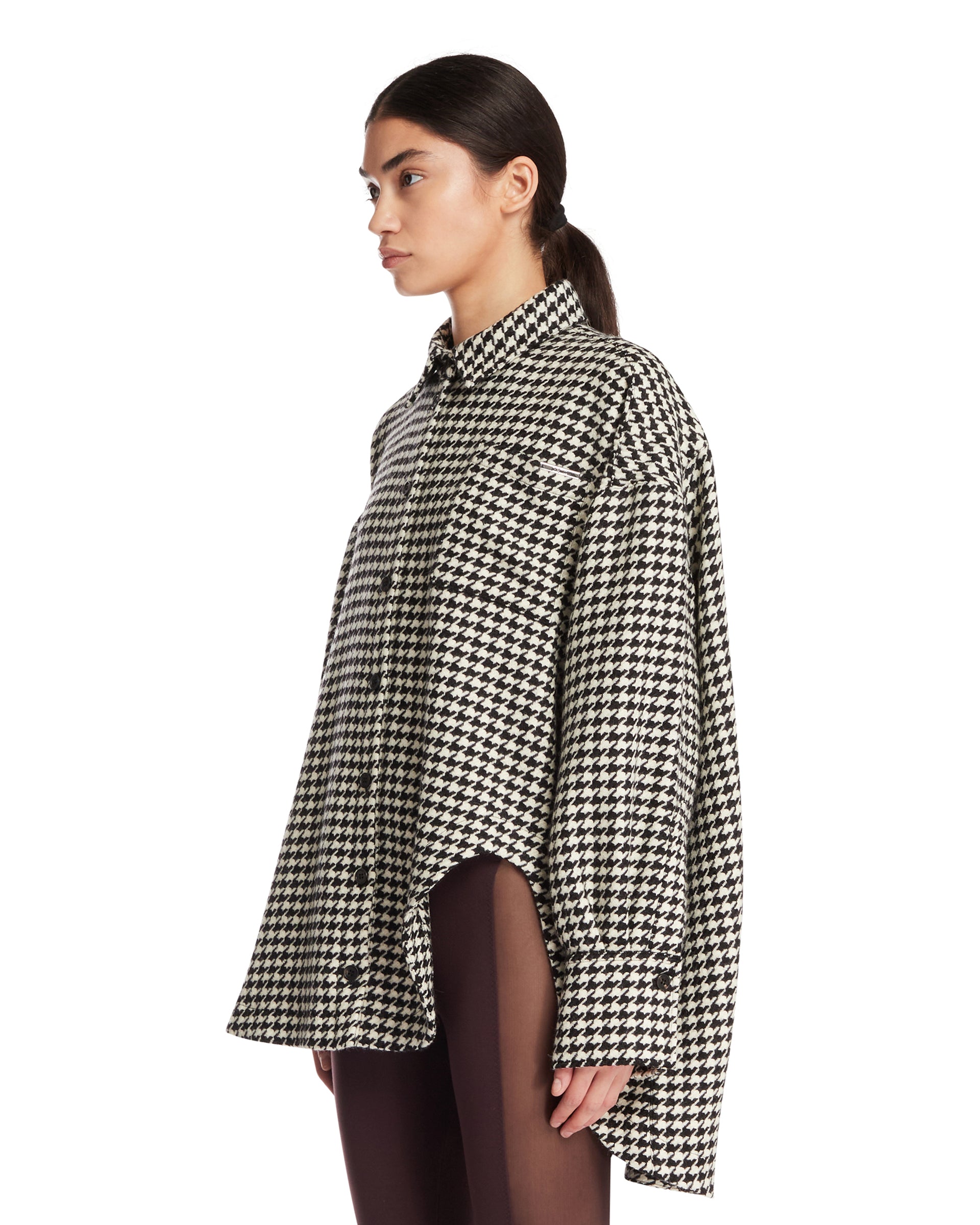 The Attico Camicia Pied-de-poule In Lana Bianca, view 2