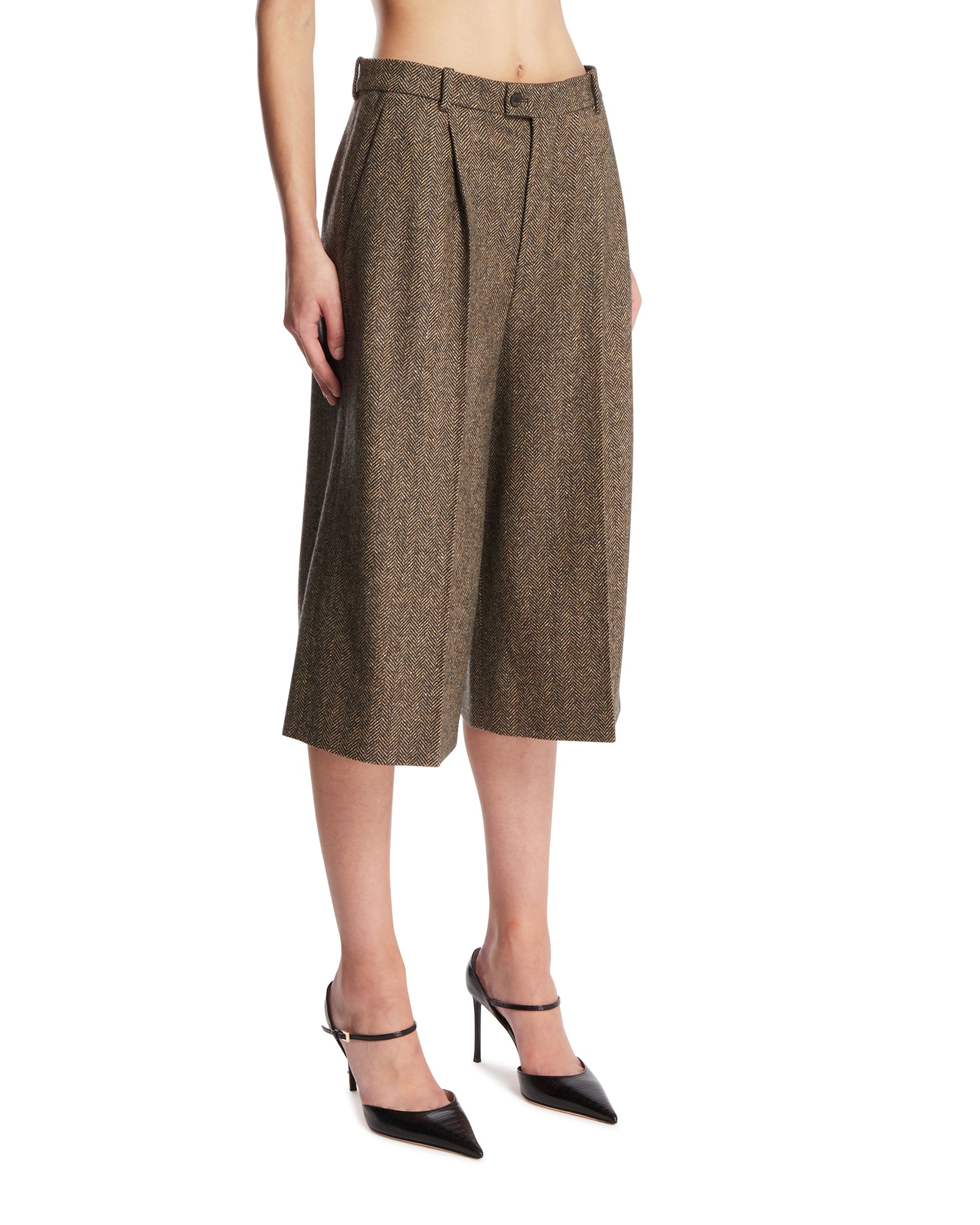 Saint Laurent Gonna Pantalone In Lana Marrone, view 2
