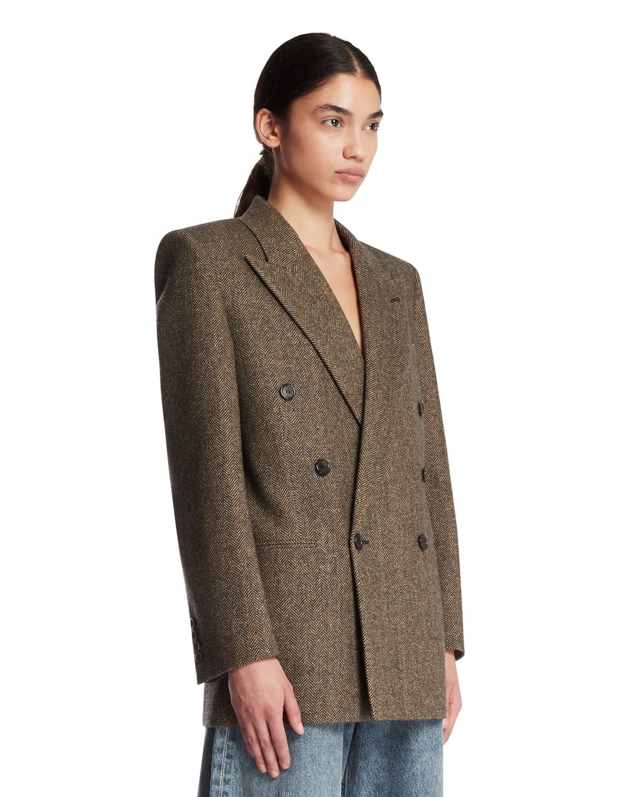 Saint Laurent Giacca A Doppio Petto Marrone, view 2