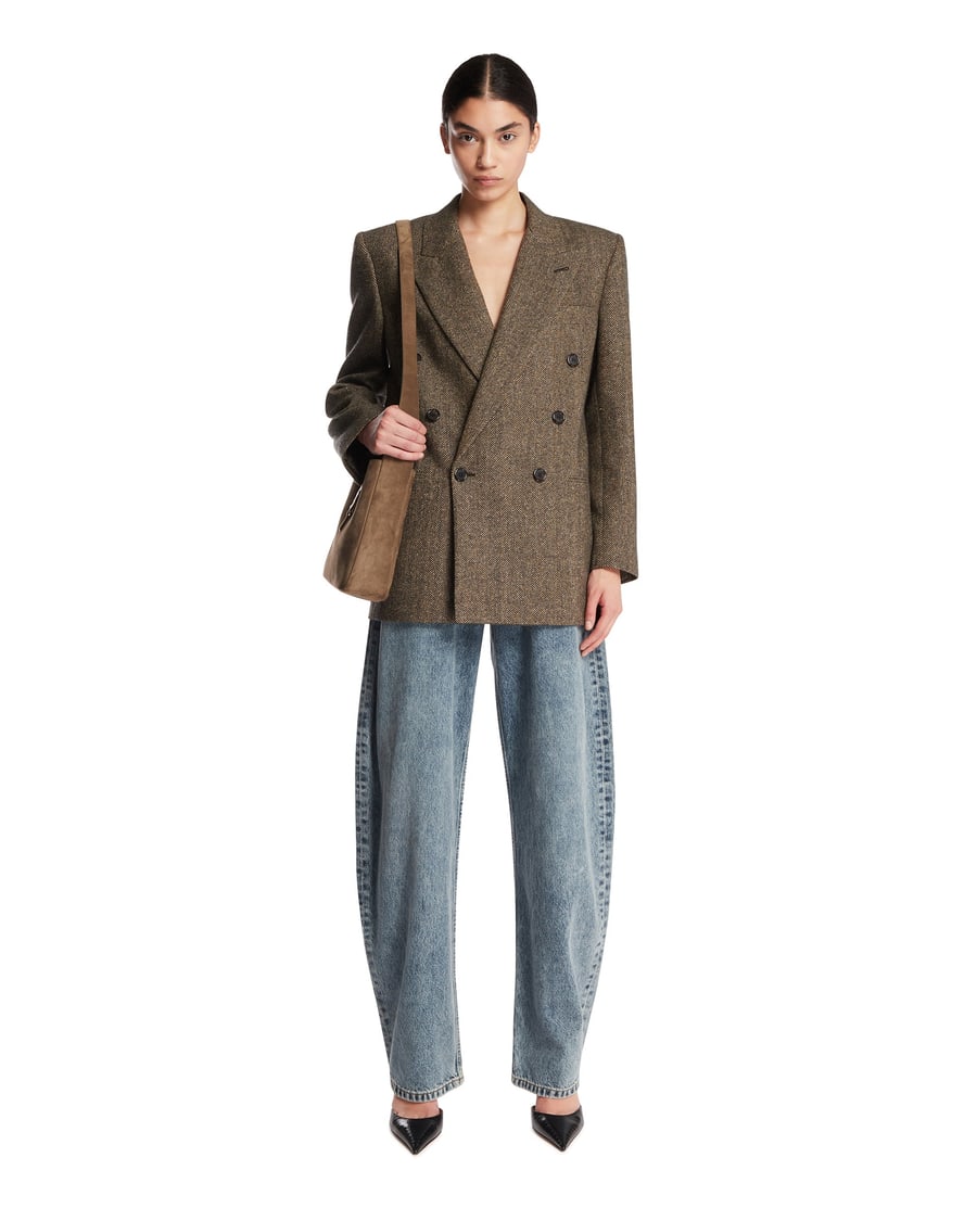 Saint Laurent Giacca A Doppio Petto Marrone, view 3