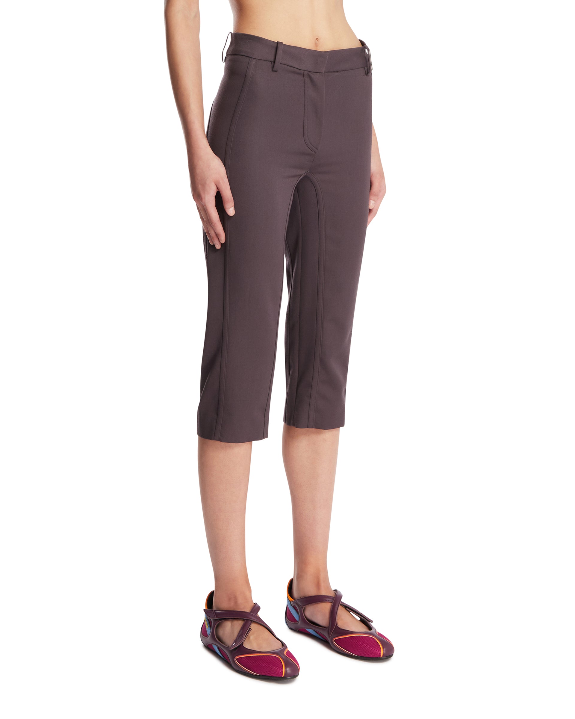 The Attico Pantaloni Capri In Lana Viola, view 2