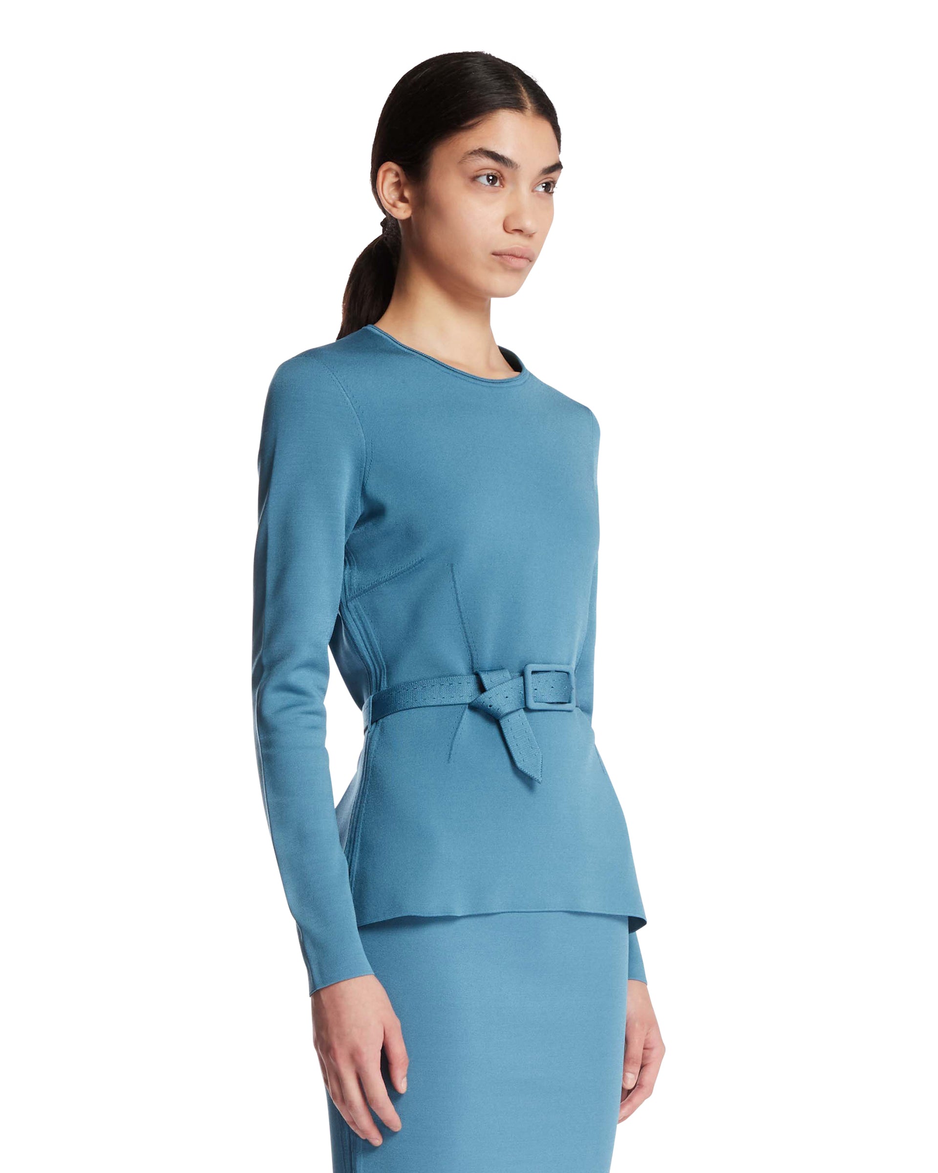 Tom Ford Top Girocollo Con Cintura Azzurro, view 2