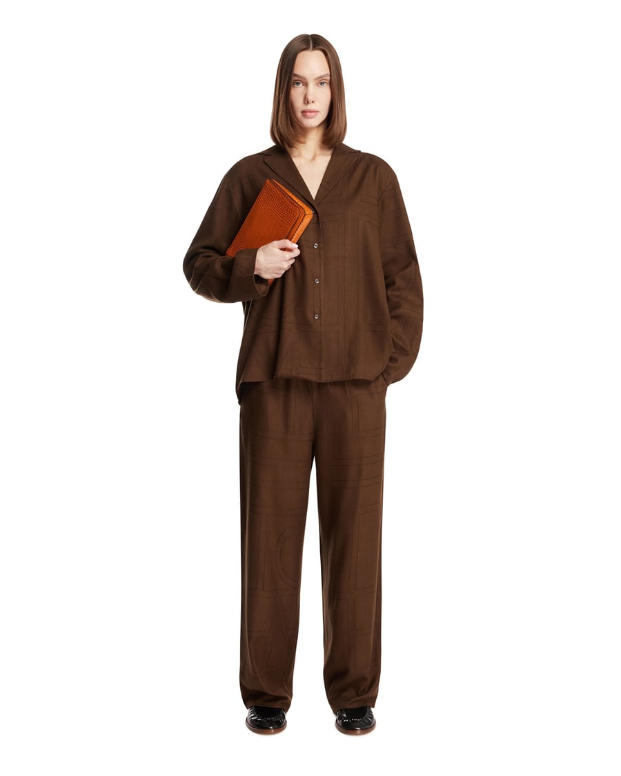 Toteme Pantaloni Monogram Marroni, view 3