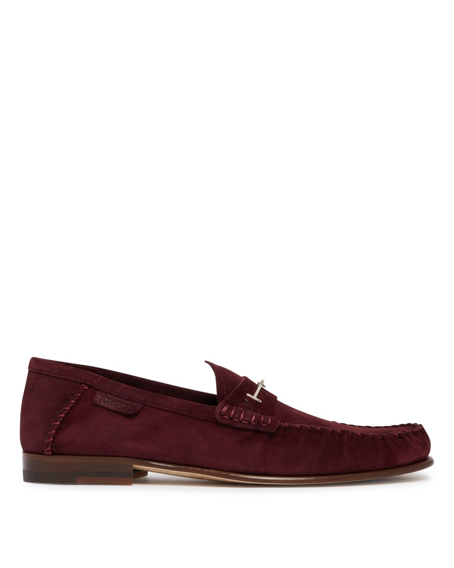 Tom Ford Mocassini In Suede Burgundy