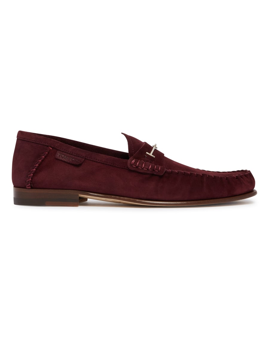 Tom Ford Mocassini In Suede Burgundy, view 2