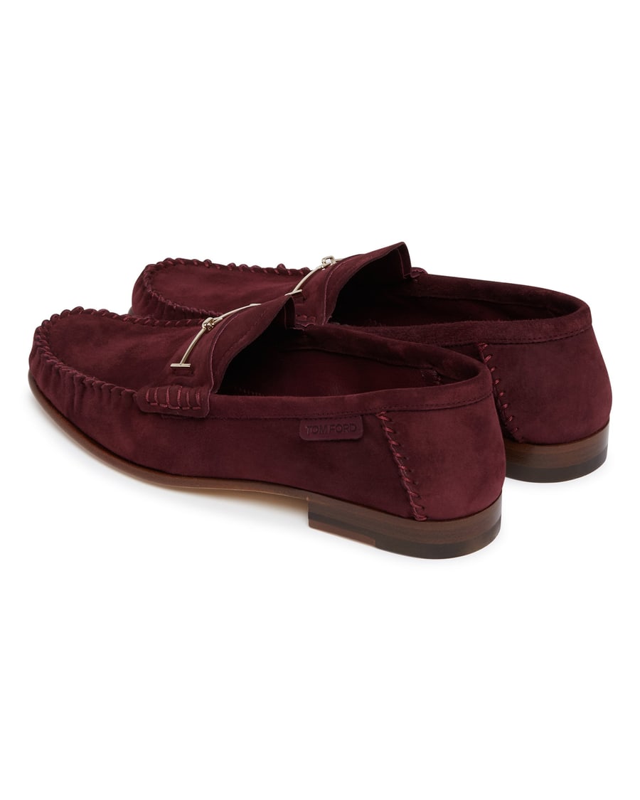 Tom Ford Mocassini In Suede Burgundy, view 5
