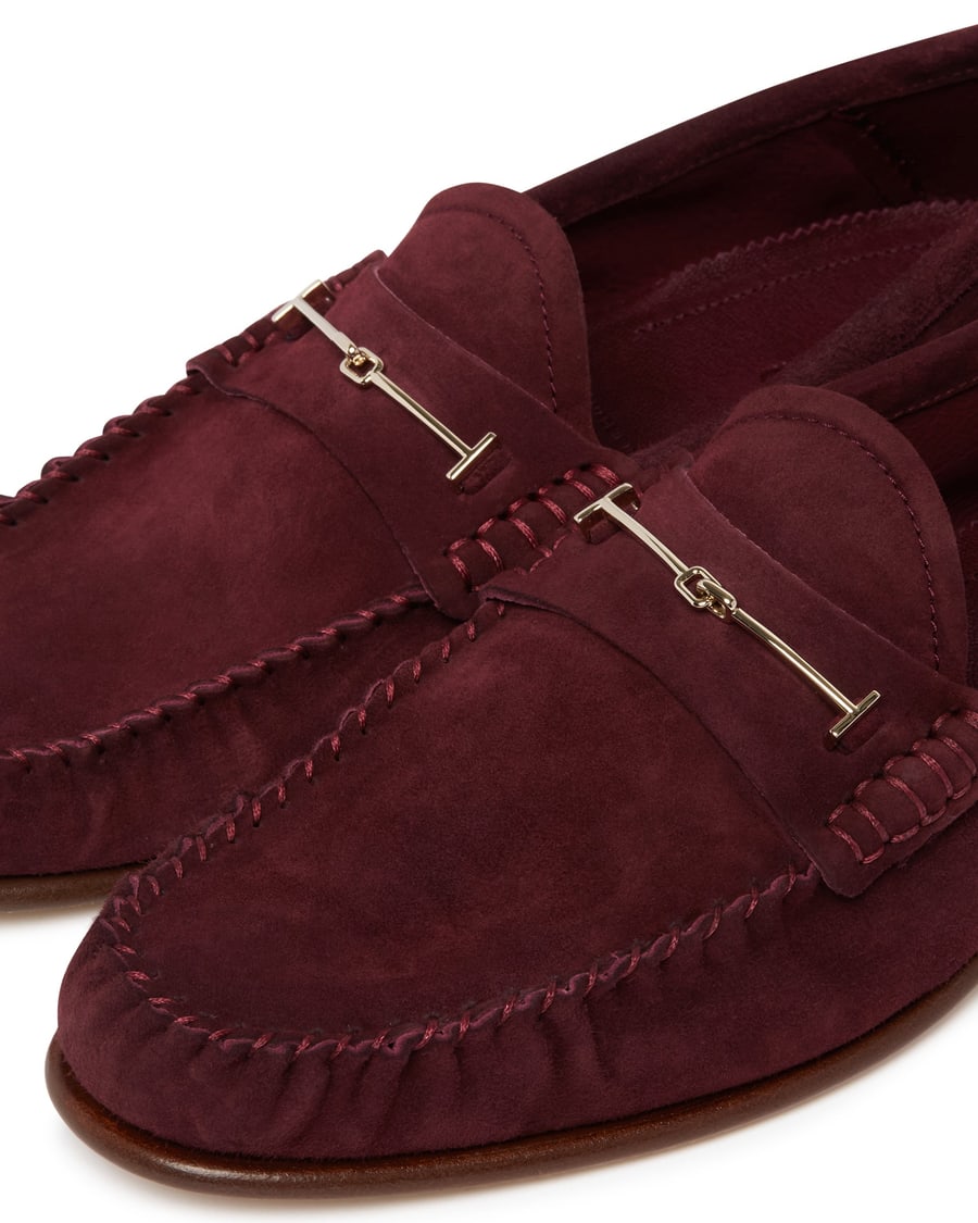 Tom Ford Mocassini In Suede Burgundy, view 6