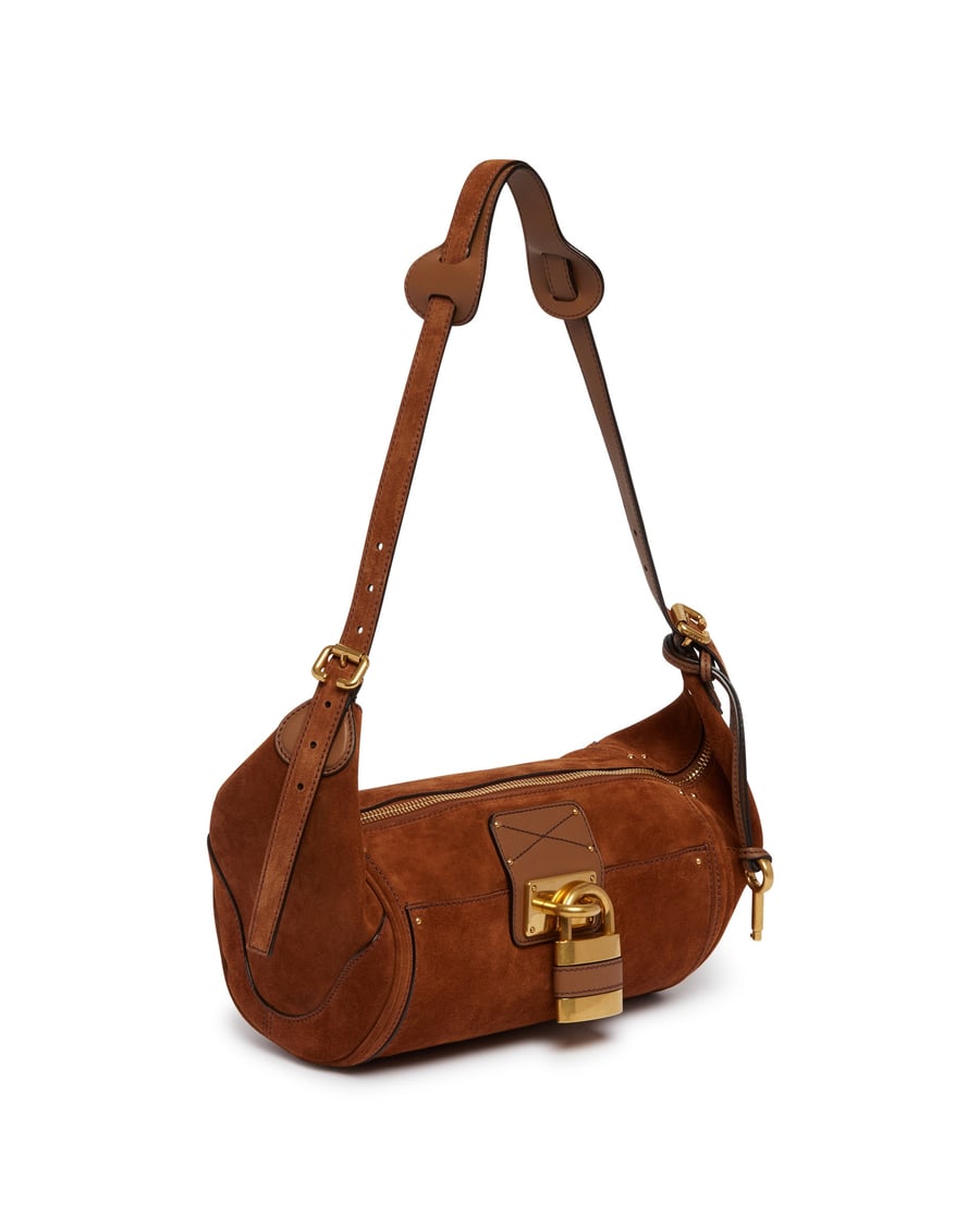 Chloé Borsa Paddington A Tracolla In Suede Marrone, view 3