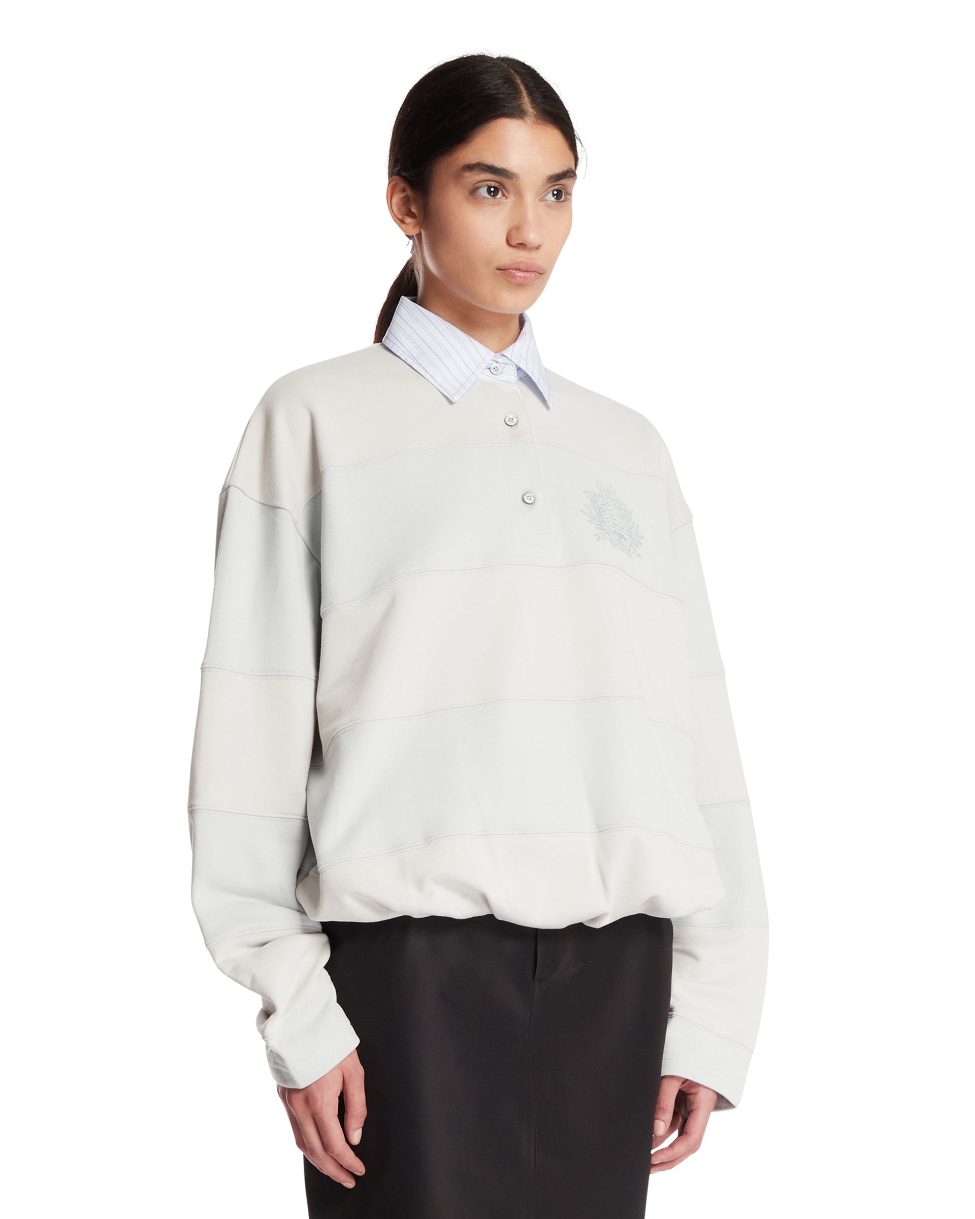 ACNE STUDIOS Felpa A Righe In Cotone Grigia, view 2