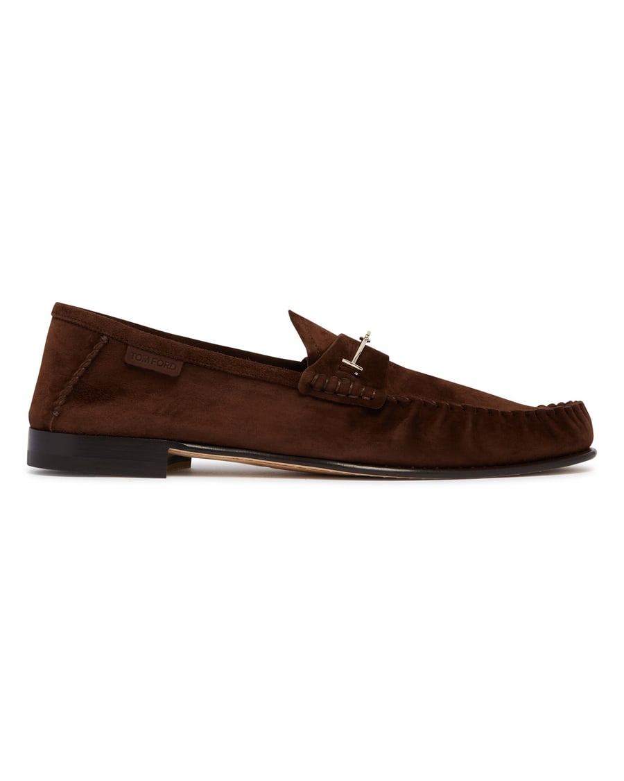 Tom Ford Mocassini In Suede Marroni, view 2