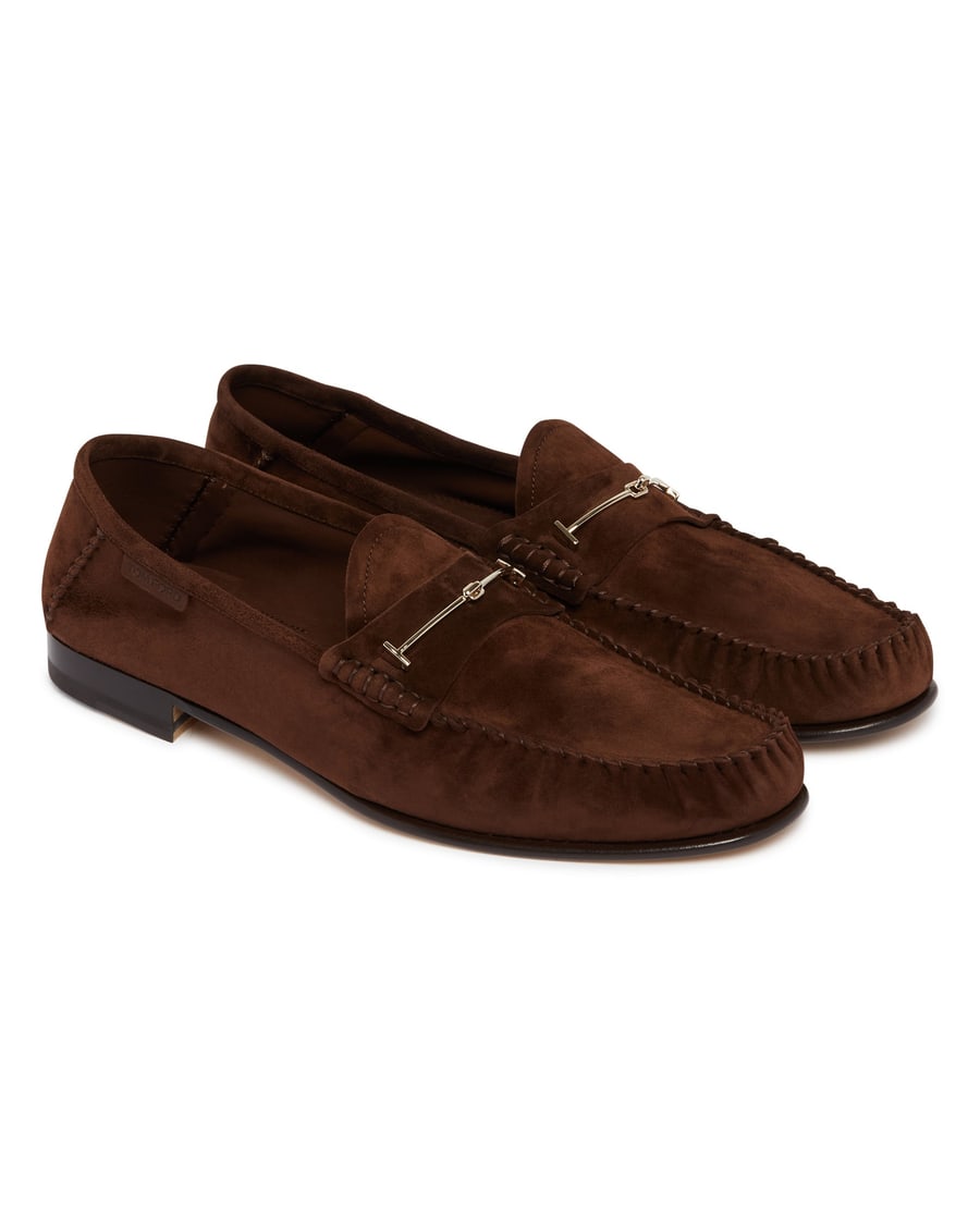Tom Ford Mocassini In Suede Marroni, view 3