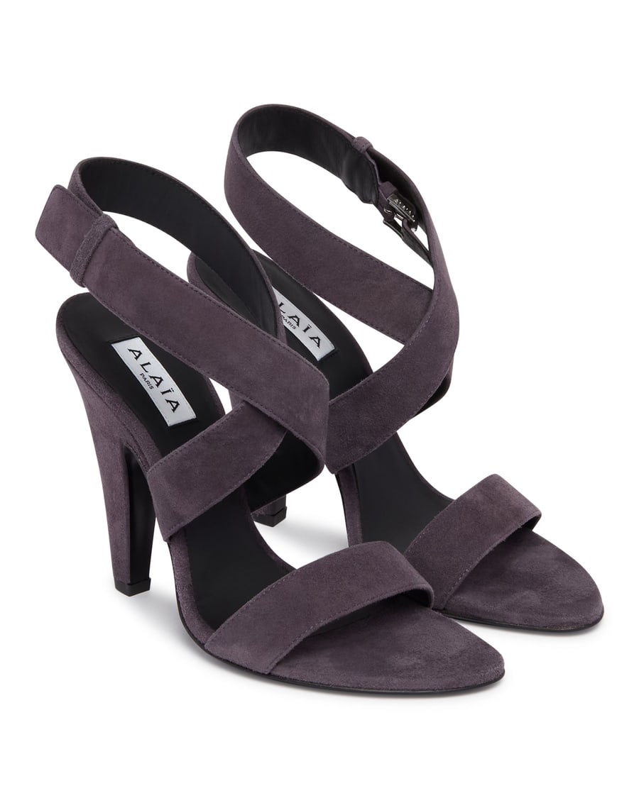 Alaïa Sandali Cone In Suede Grigi, view 3
