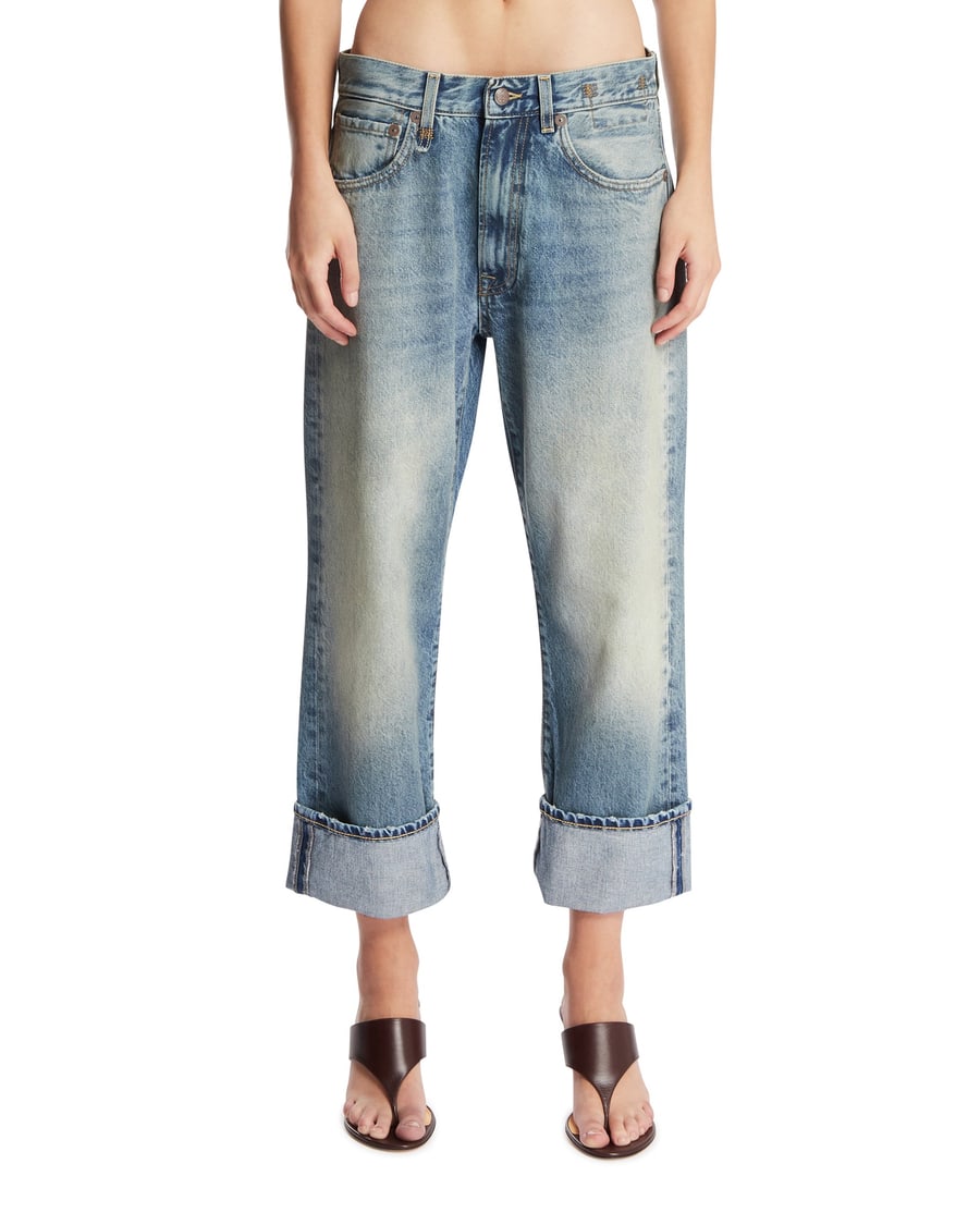 R13 Jeans Cuffed X-Boyfriend Crop Blu