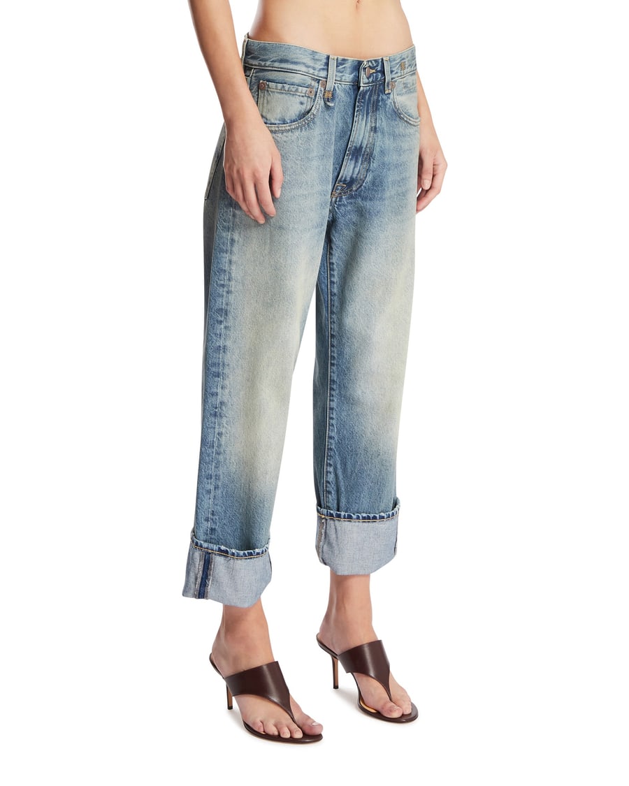R13 Jeans Cuffed X-Boyfriend Crop Blu, view 2