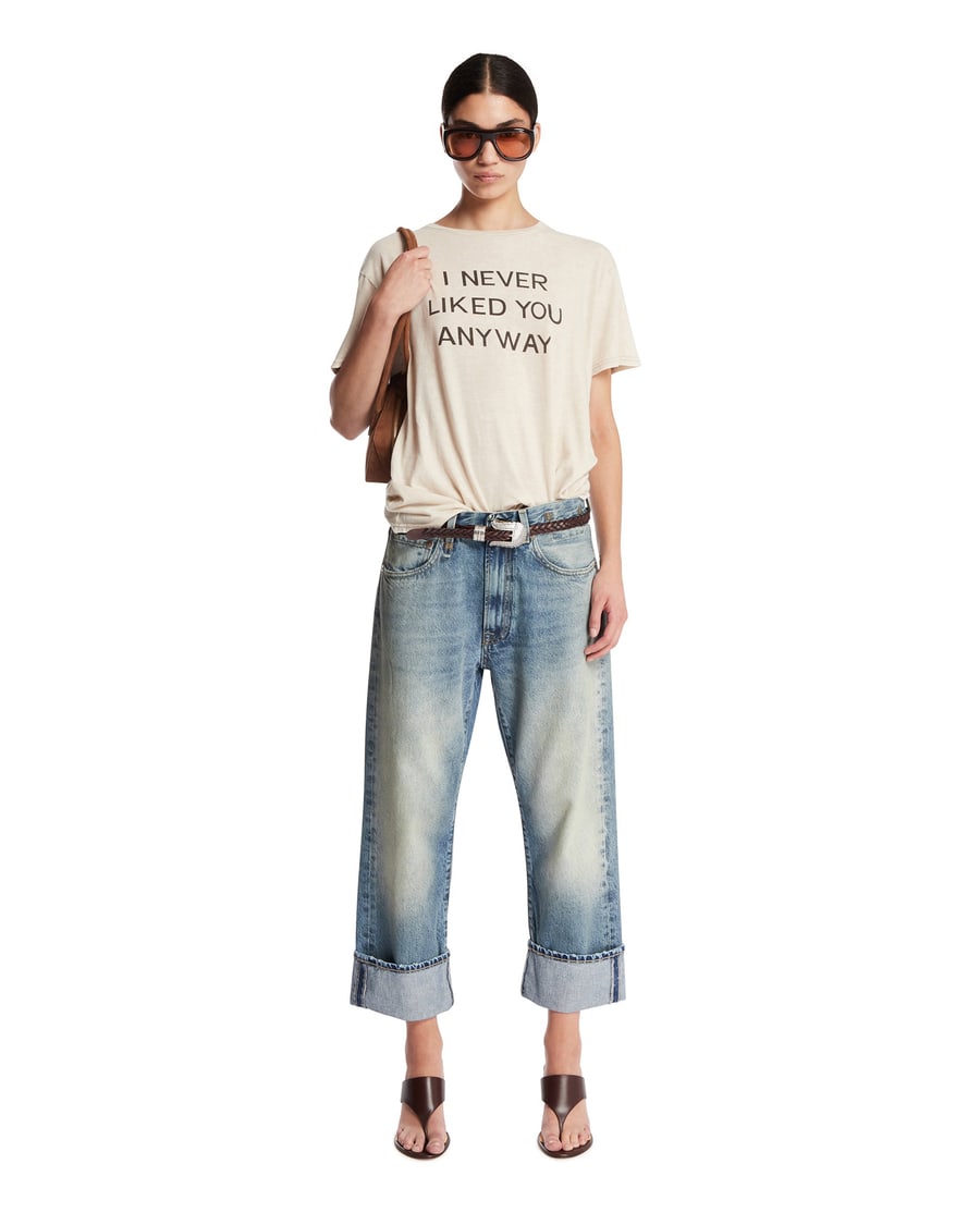 R13 Jeans Cuffed X-Boyfriend Crop Blu, view 3