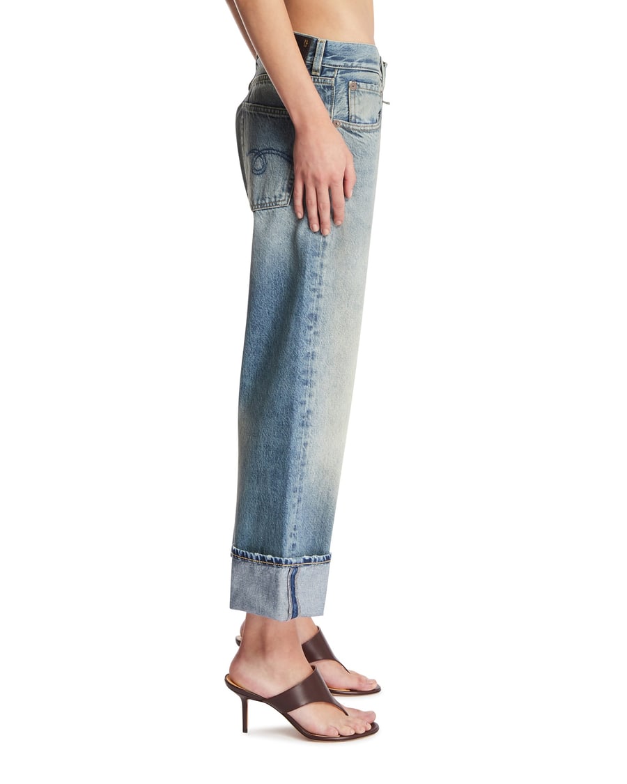 R13 Jeans Cuffed X-Boyfriend Crop Blu, view 4