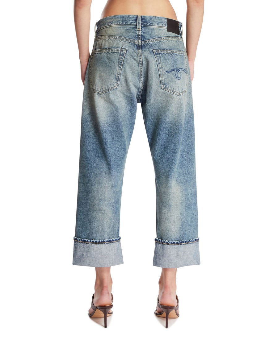 R13 Jeans Cuffed X-Boyfriend Crop Blu, view 5