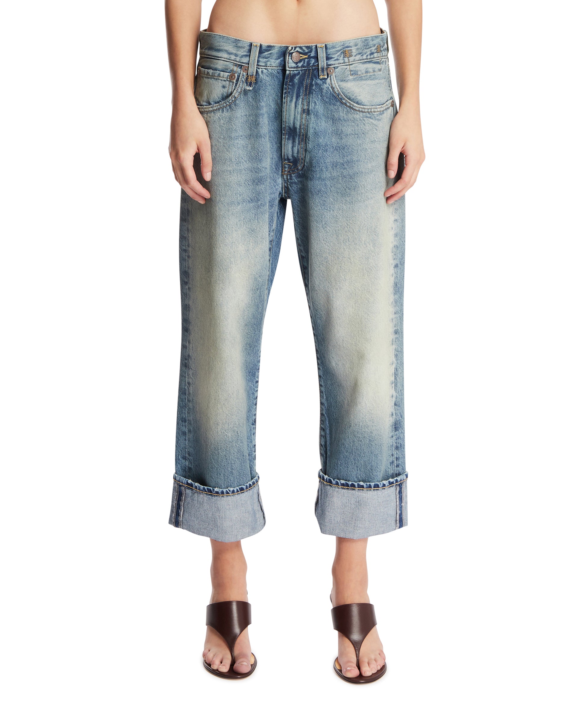 R13 Jeans Cuffed X-Boyfriend Crop Blu