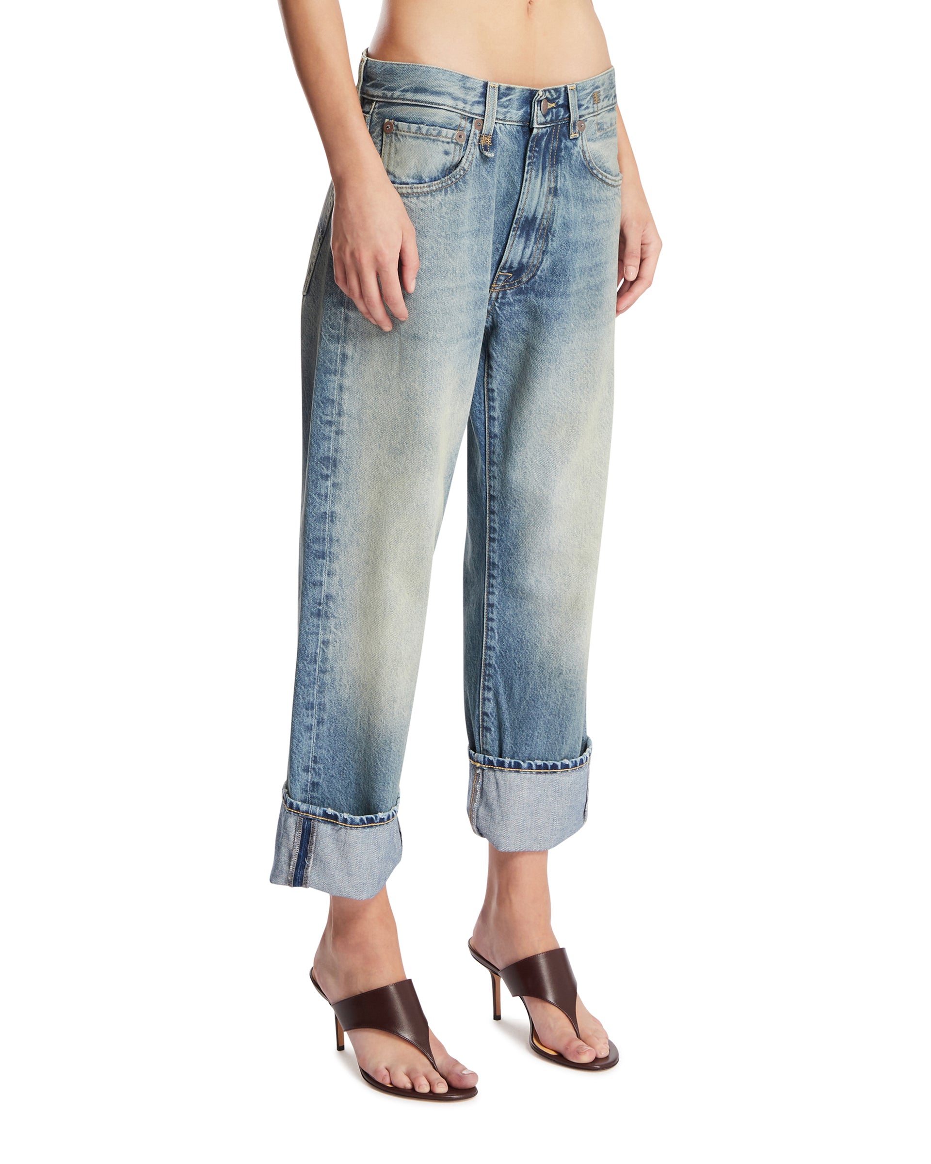 R13 Jeans Cuffed X-Boyfriend Crop Blu, view 2