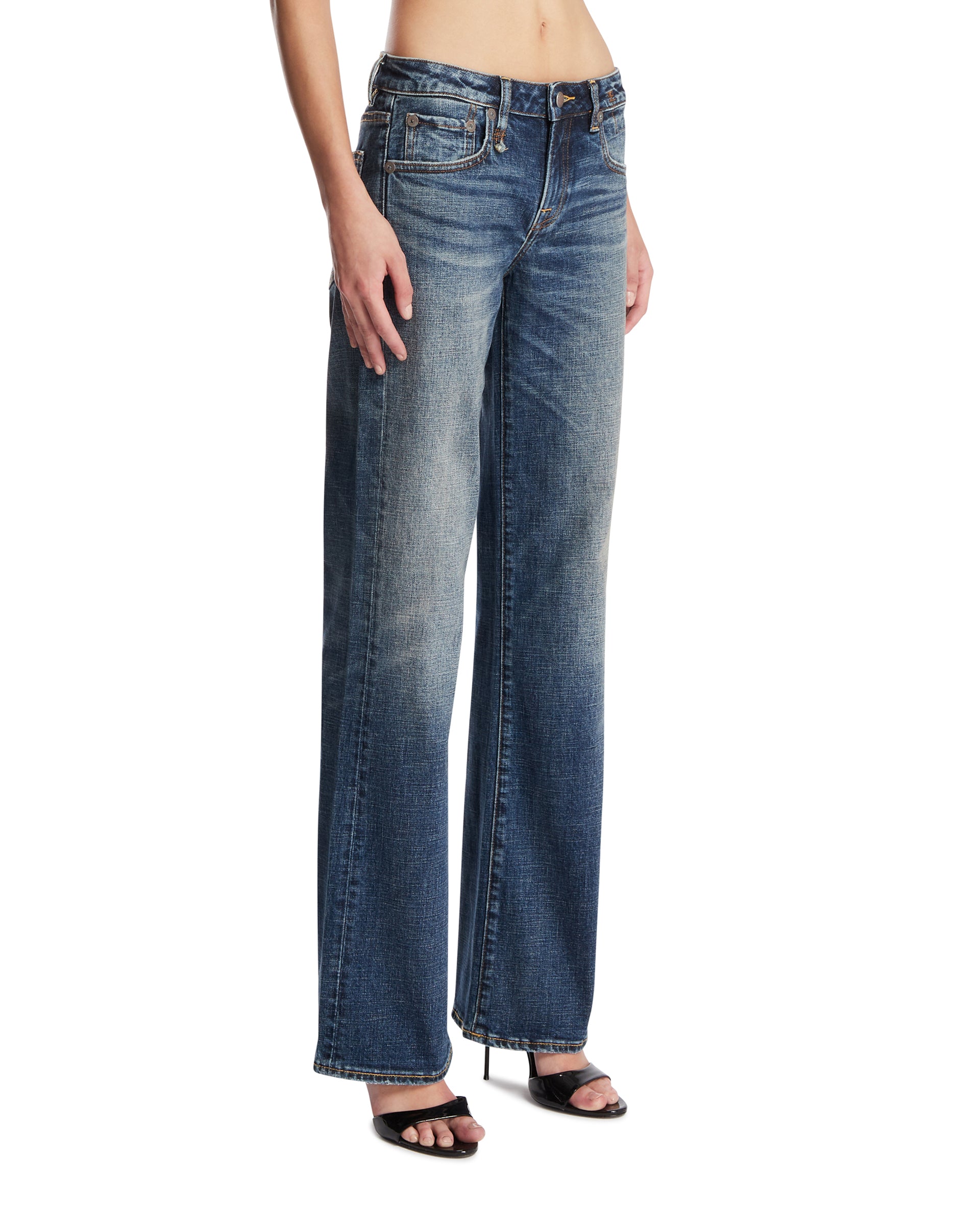 R13 Jeans Boy Flare Blu Scuri, view 2