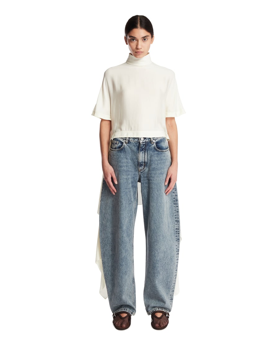 Alaïa Top Asimmetrico In Viscosa Cady Bianco