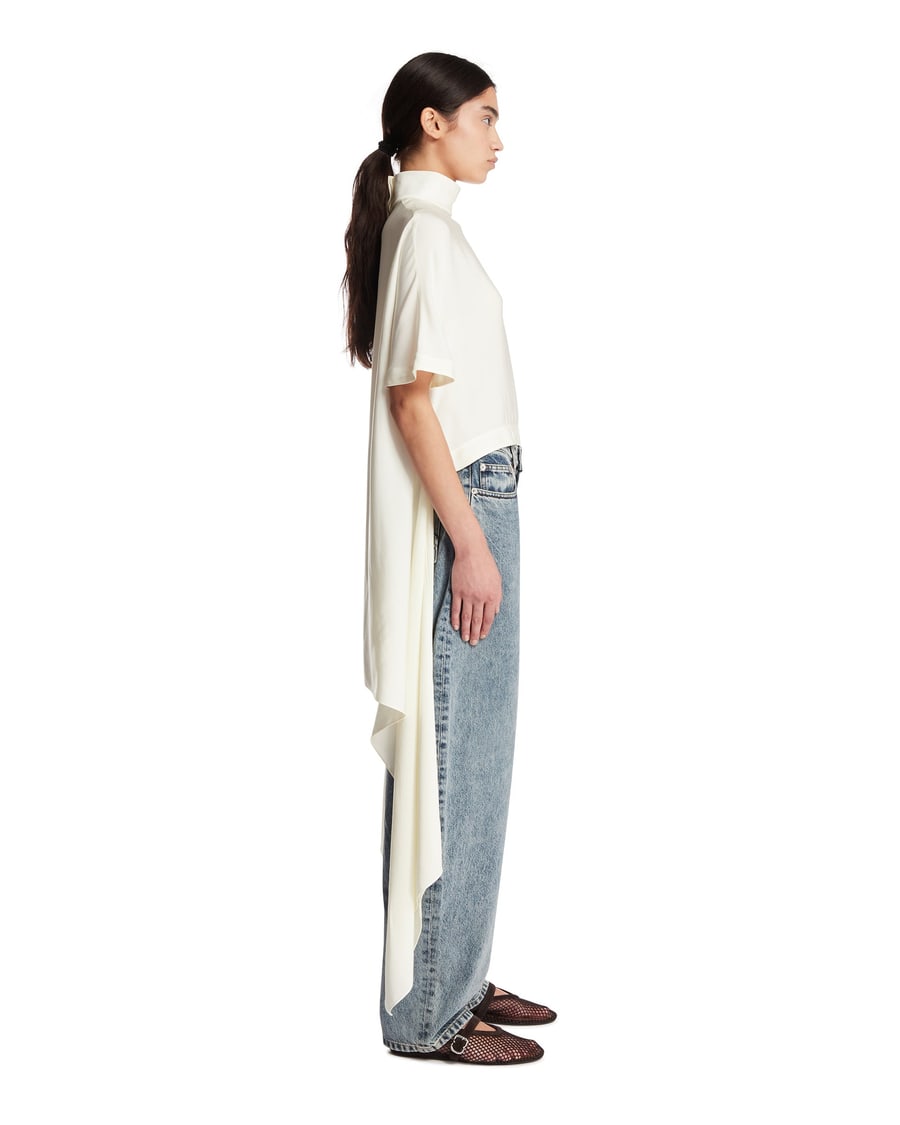 Alaïa Top Asimmetrico In Viscosa Cady Bianco, view 4