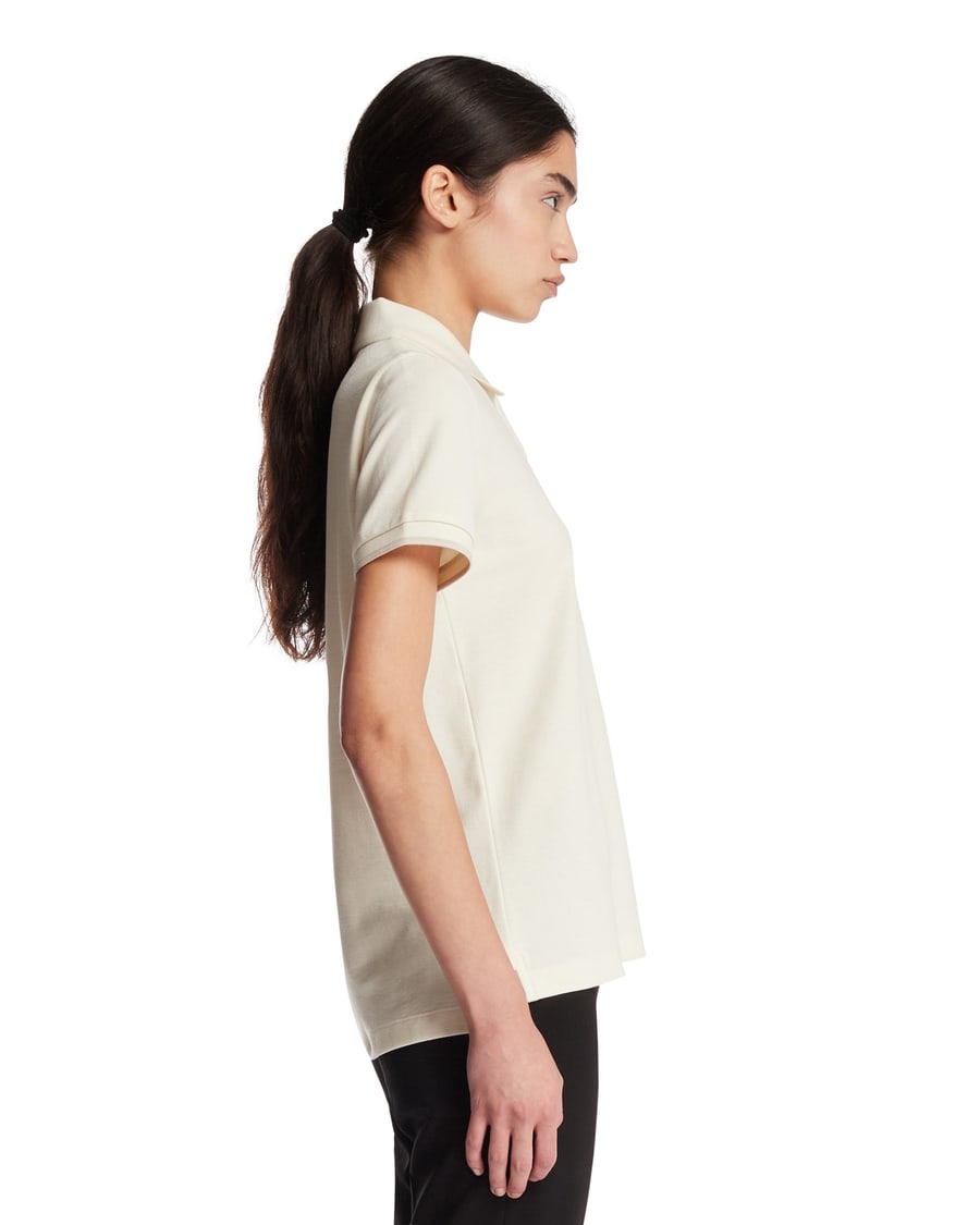 Moncler Polo In Cotone Con Patch Bianca, view 4