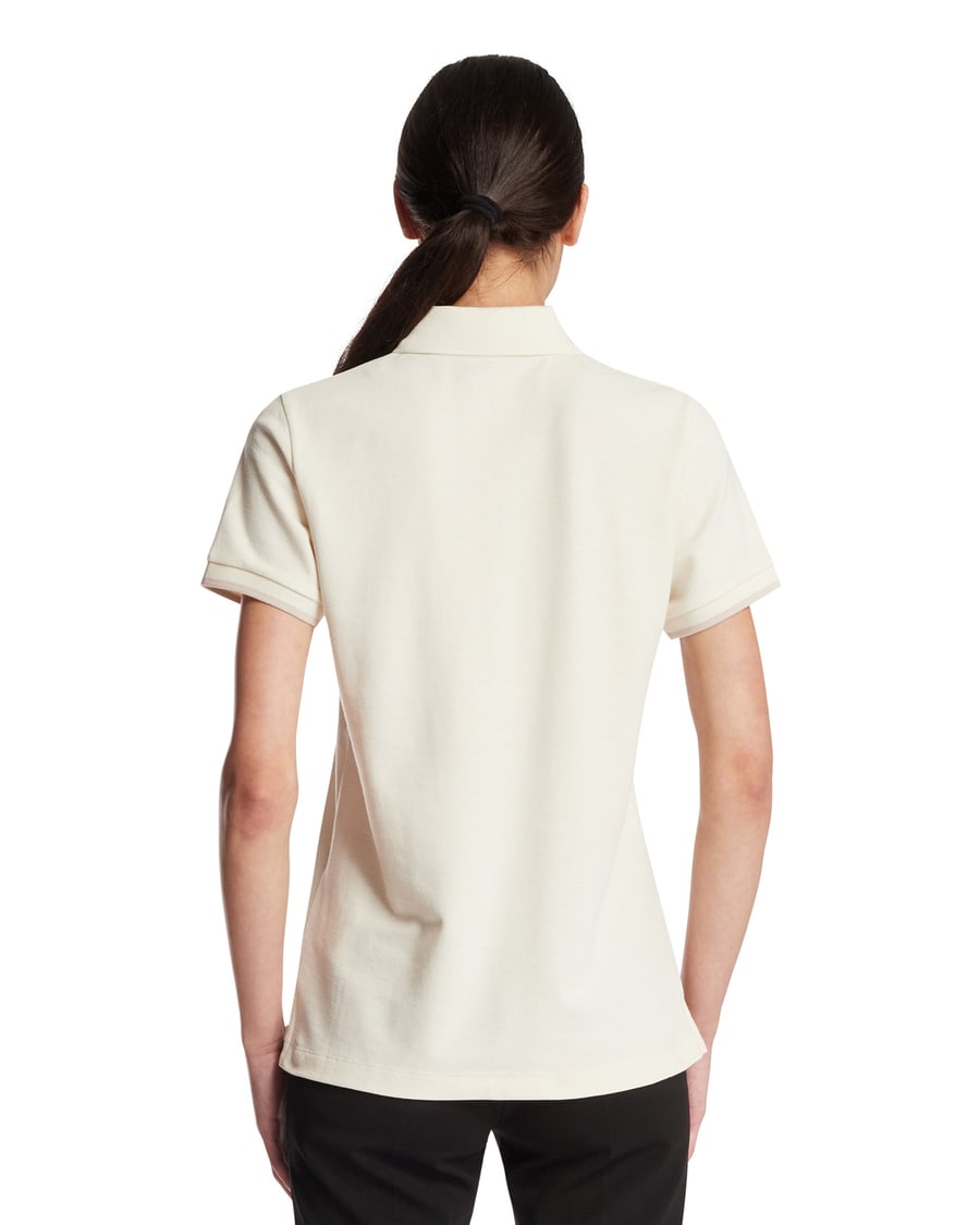 Moncler Polo In Cotone Con Patch Bianca, view 5