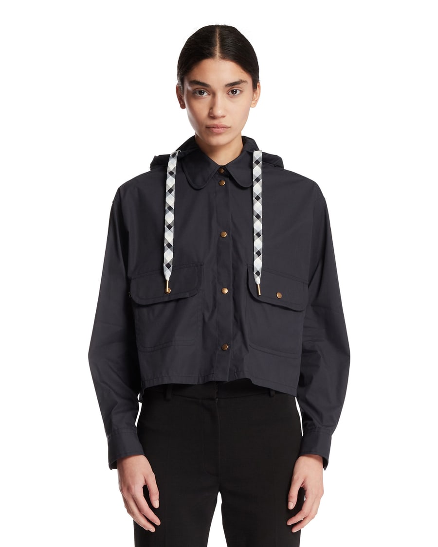 Moncler Giacca Corta Con Cappuccio Blu