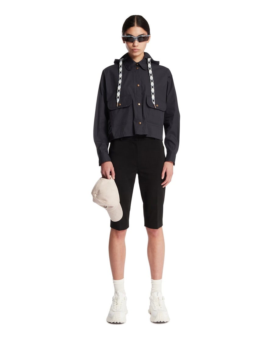 Moncler Giacca Corta Con Cappuccio Blu, view 3