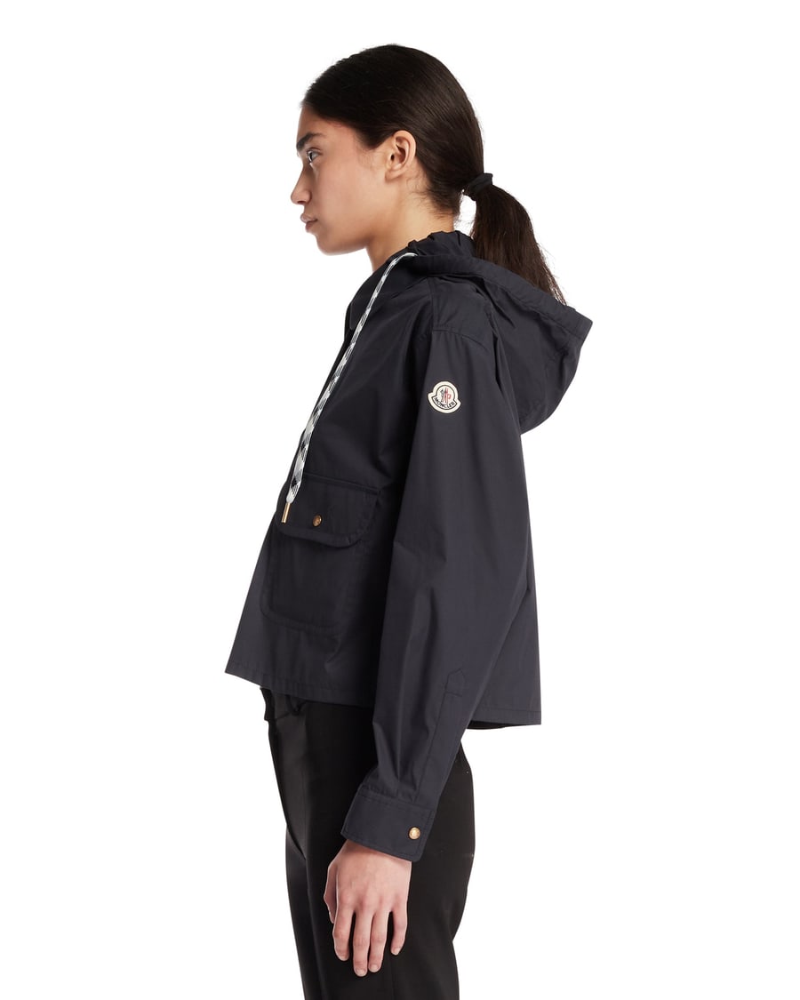 Moncler Giacca Corta Con Cappuccio Blu, view 4
